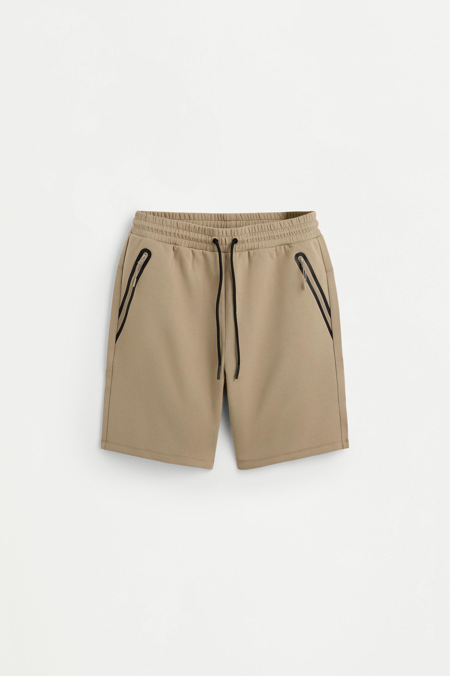 Basic interlock Bermuda shorts — TOBACCO BROWN