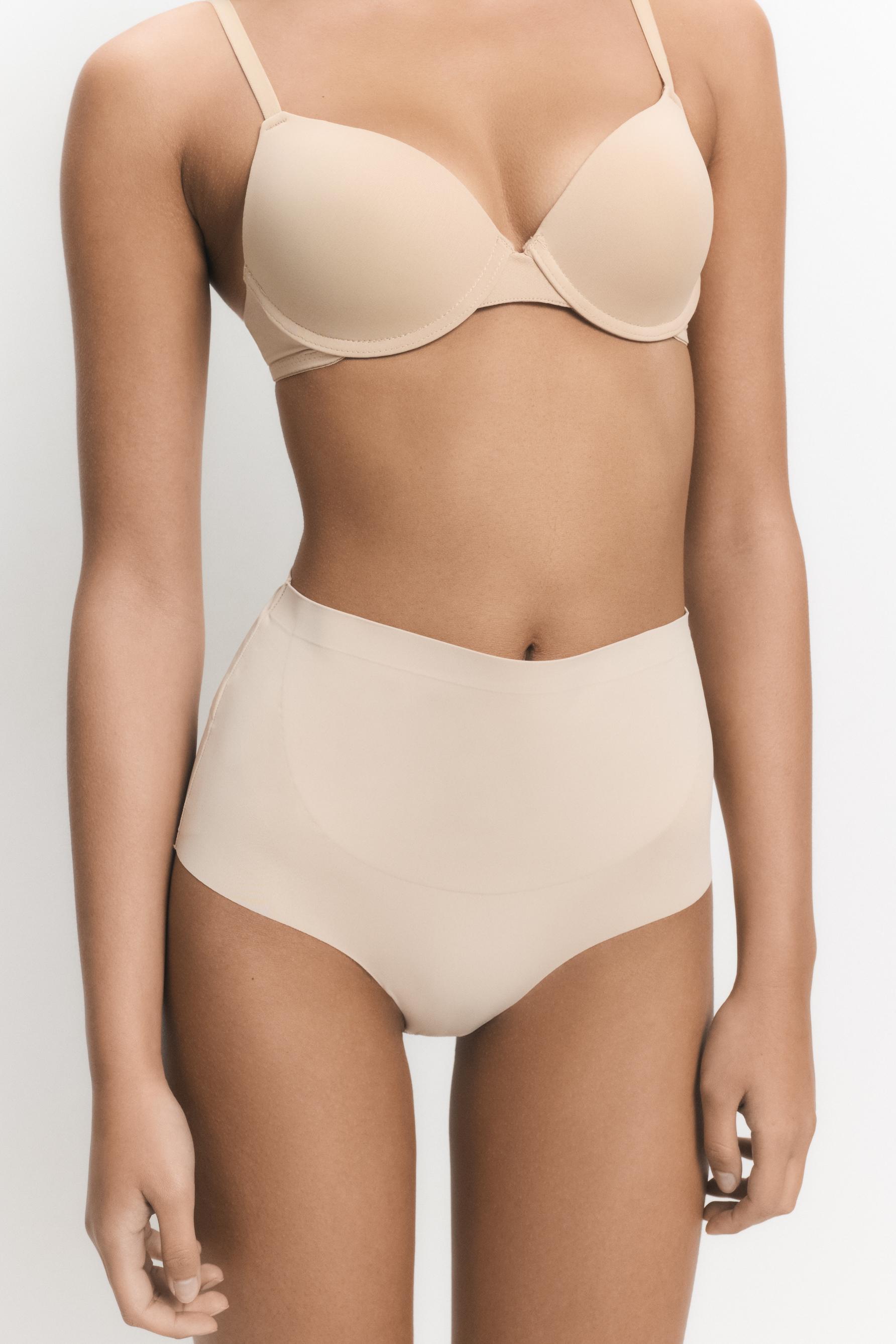 Microfibre shapewear high-waist briefs — ECRU
