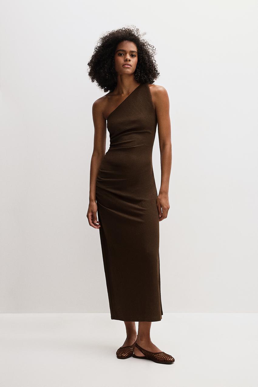 Vestido midi asimétrico Tops ROPA Mujer Lefties ESPAÑA