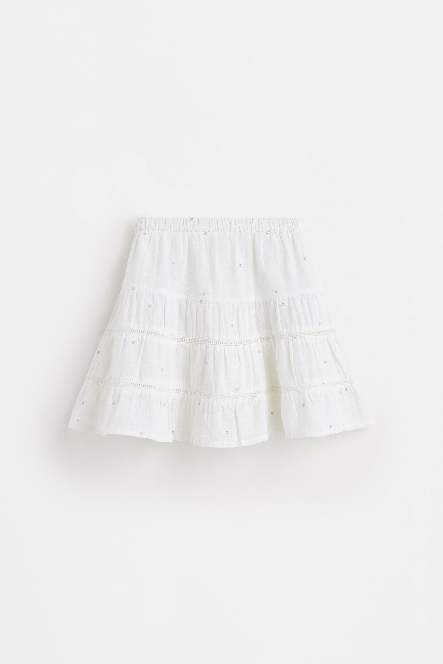 Metallic embroidered skort — WHITE