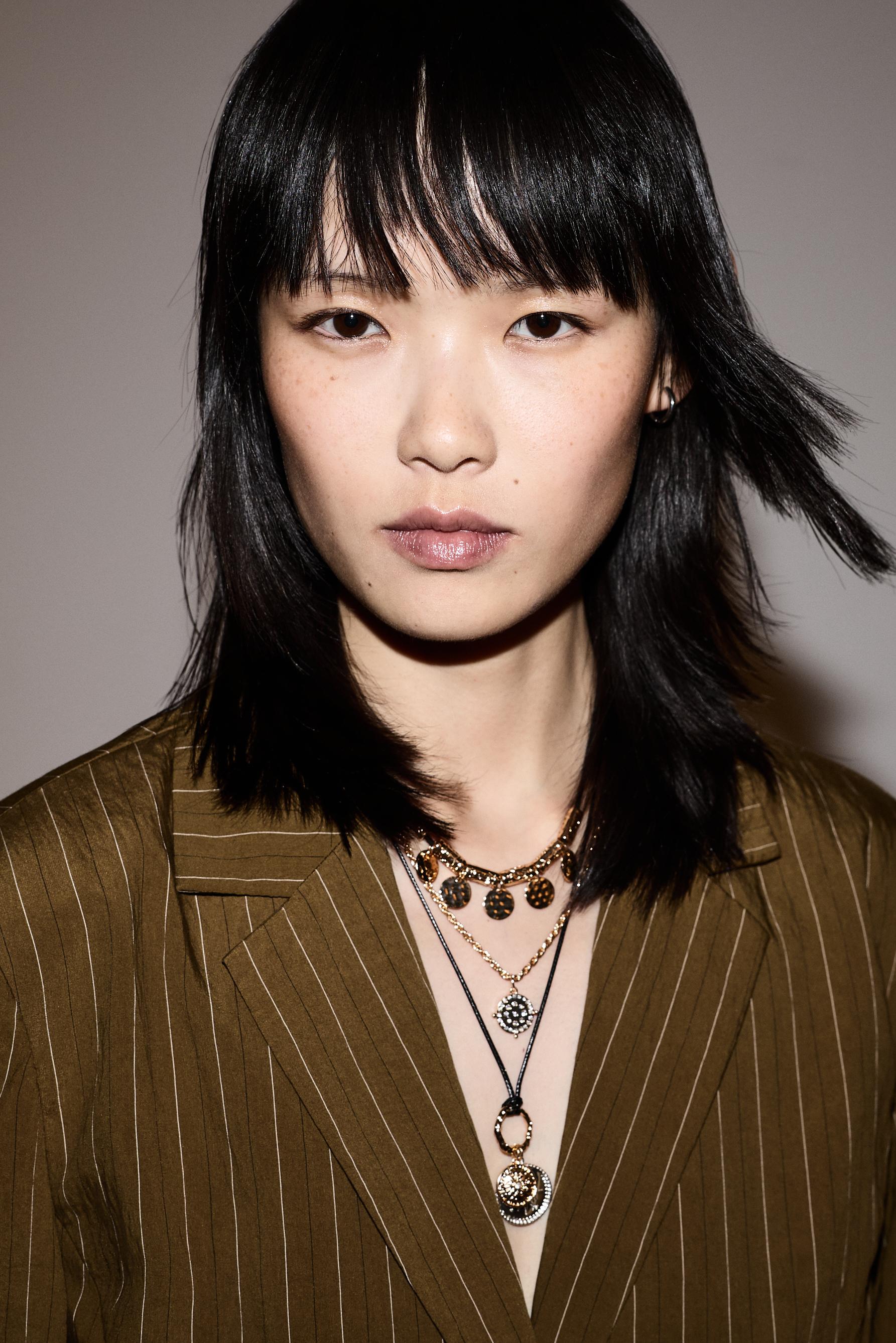 Striped blazer with tie — GREENISH