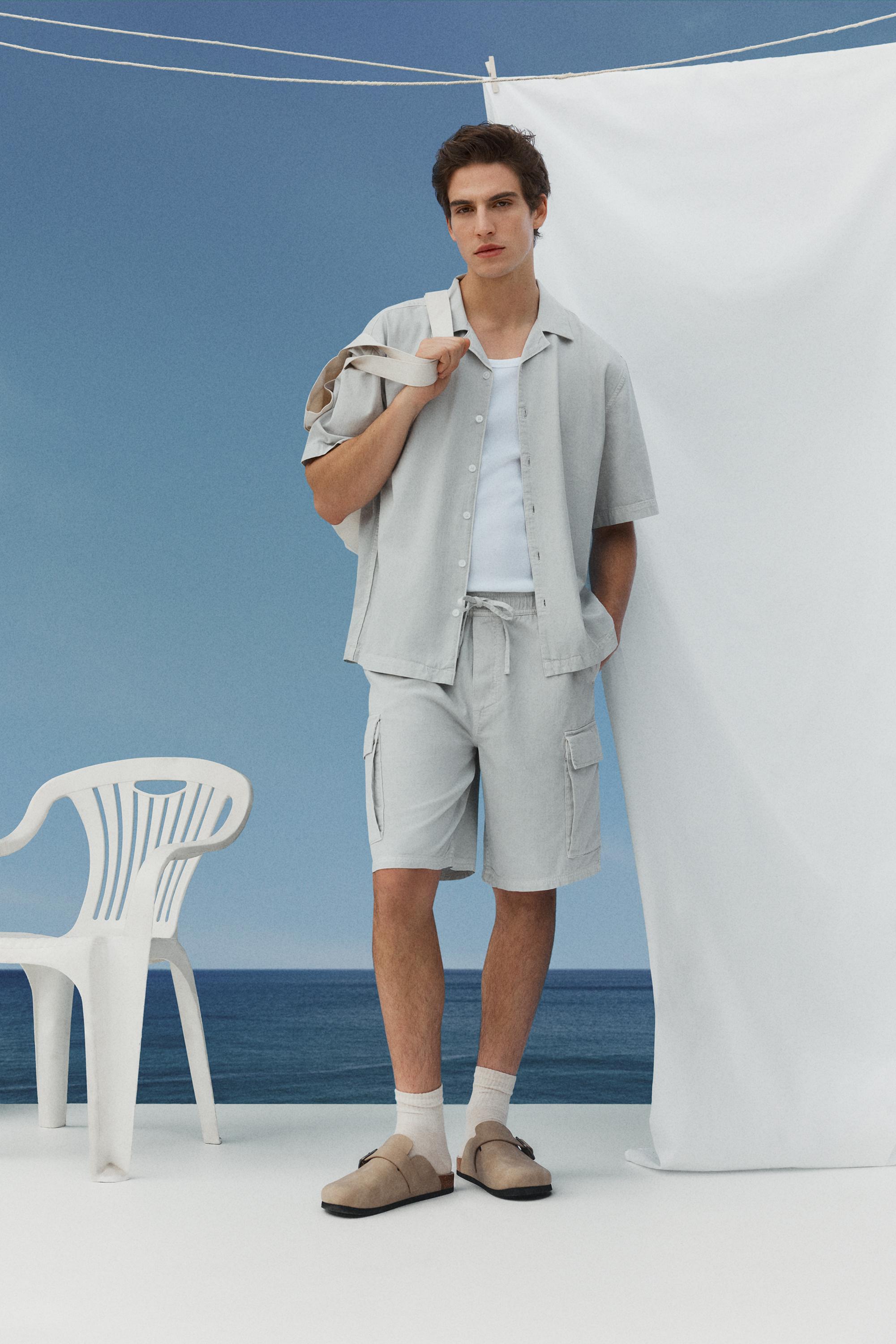 Denim resort shirt — PALE GREY