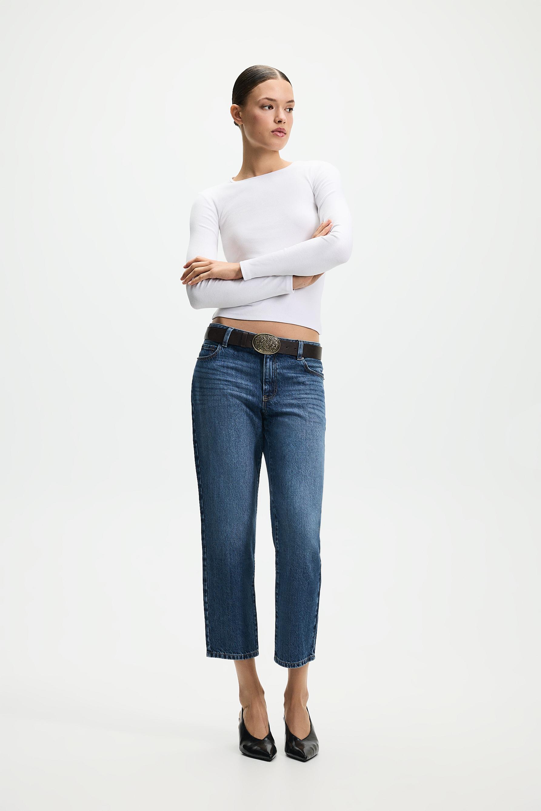 Ribbed long sleeve T-shirt — WHITE