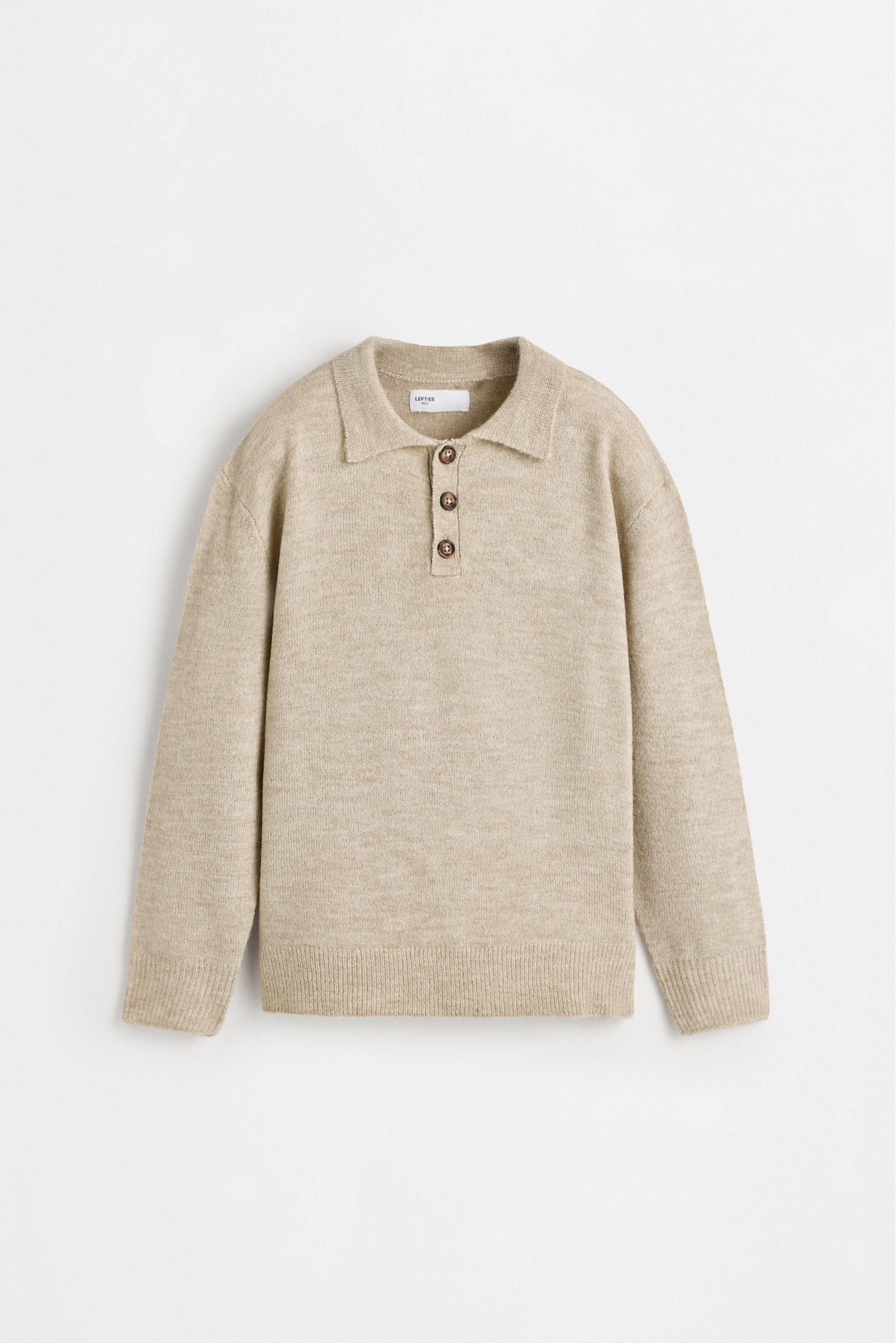 Polo collar sweater — SAND