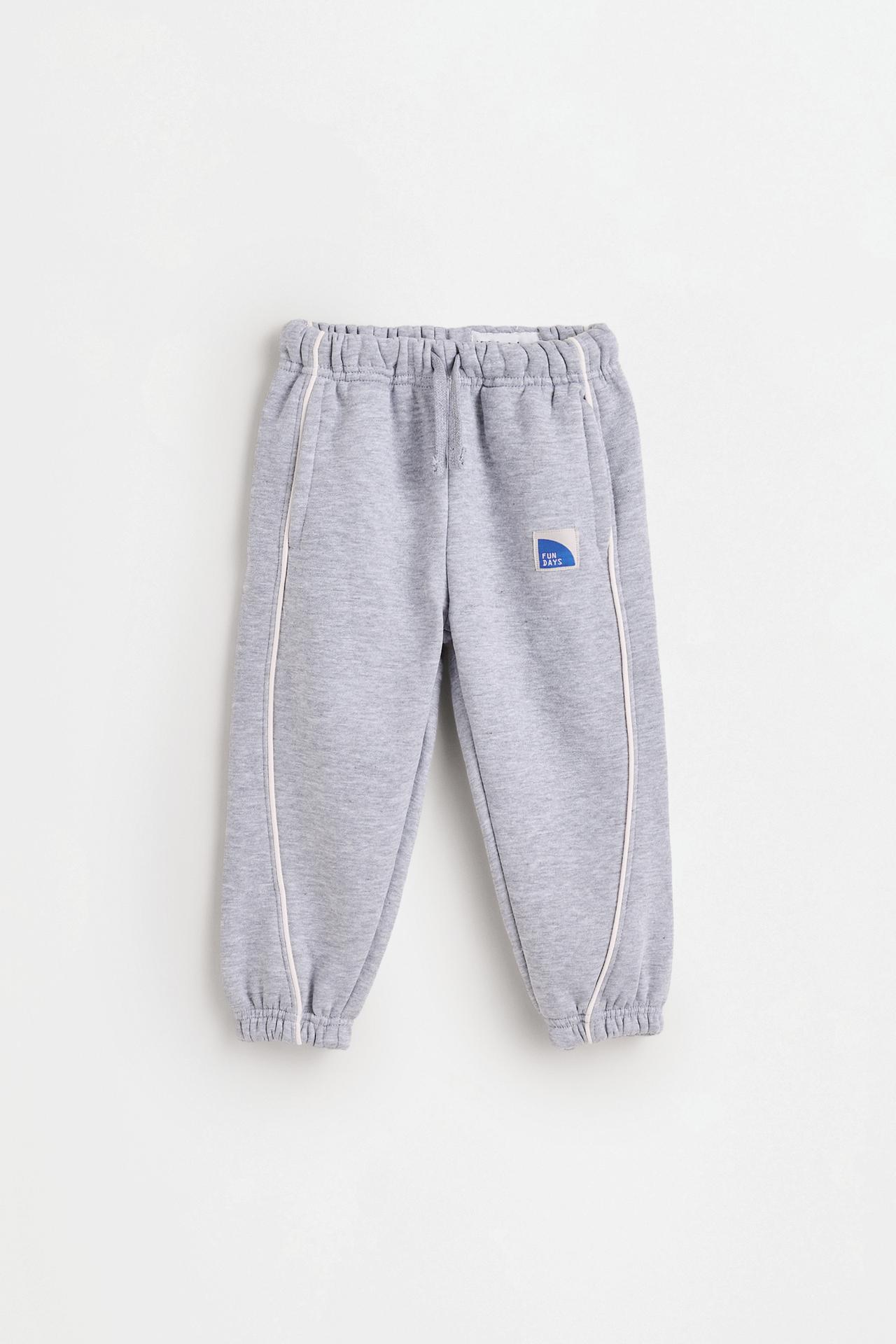 Plush trousers with piping — GREY MARL