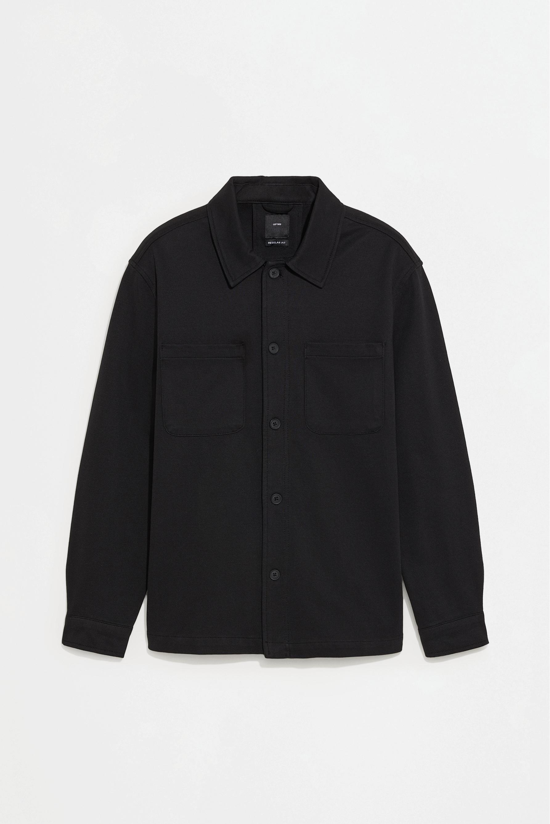 Textured pocket overshirt — BLACK