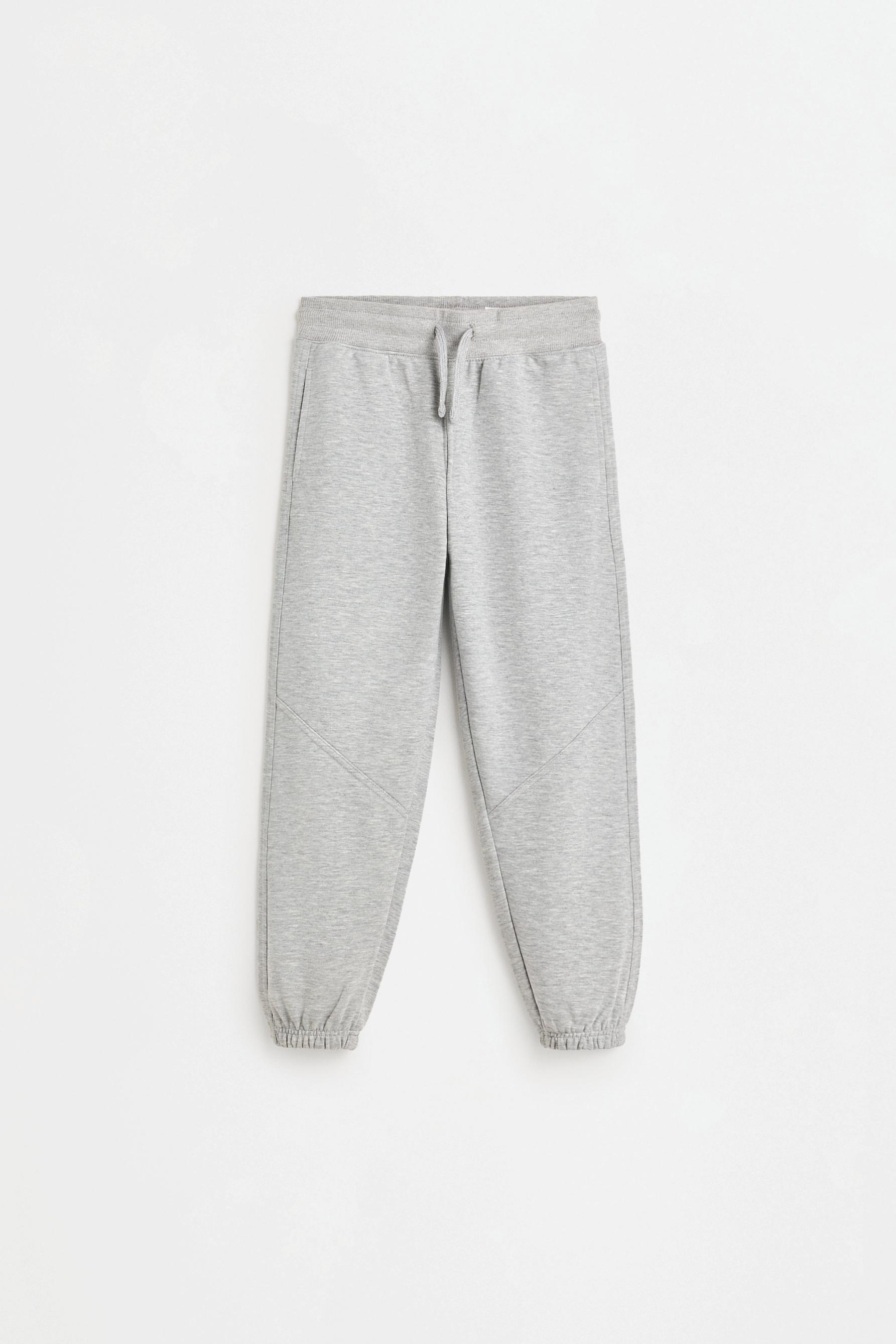 Plush trousers with seam detail — GREY MARL