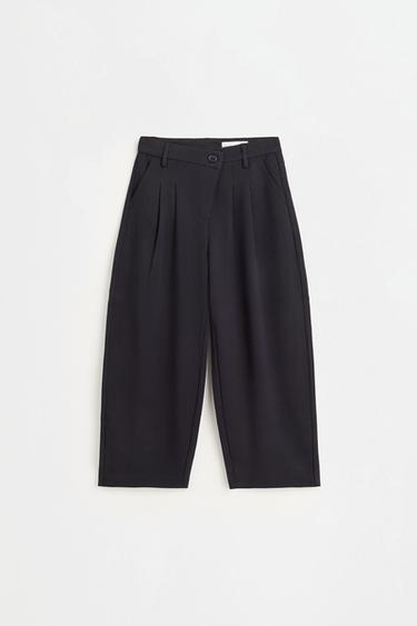Balloon cross-button trousers — NAVY 1