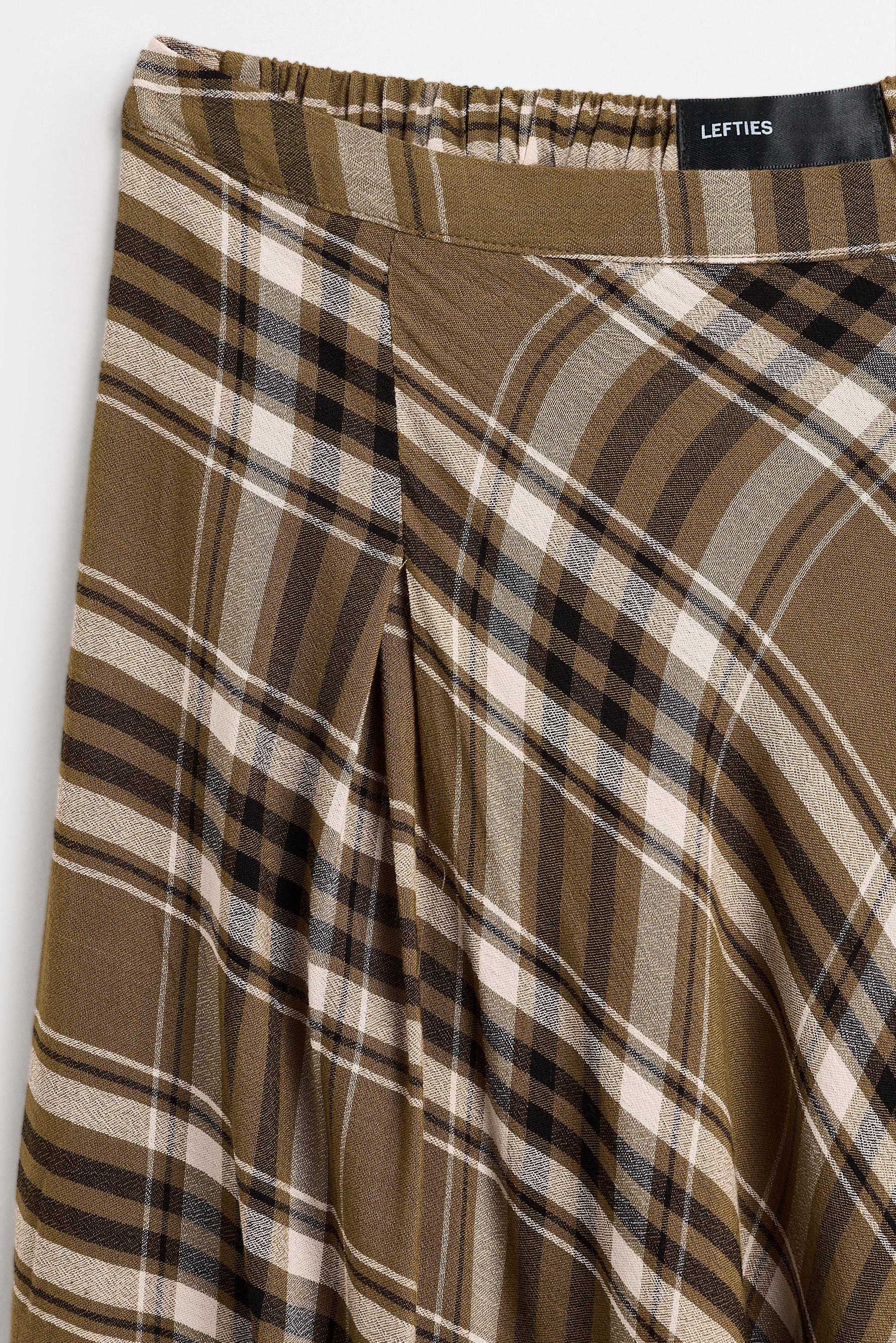 Plaid midi skirt — ECRU/KHAKI
