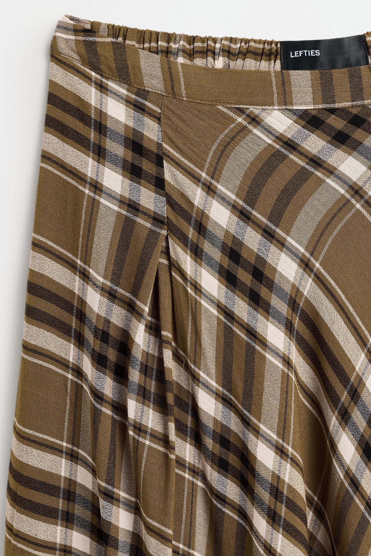 Plaid midi skirt — ECRU/KHAKI