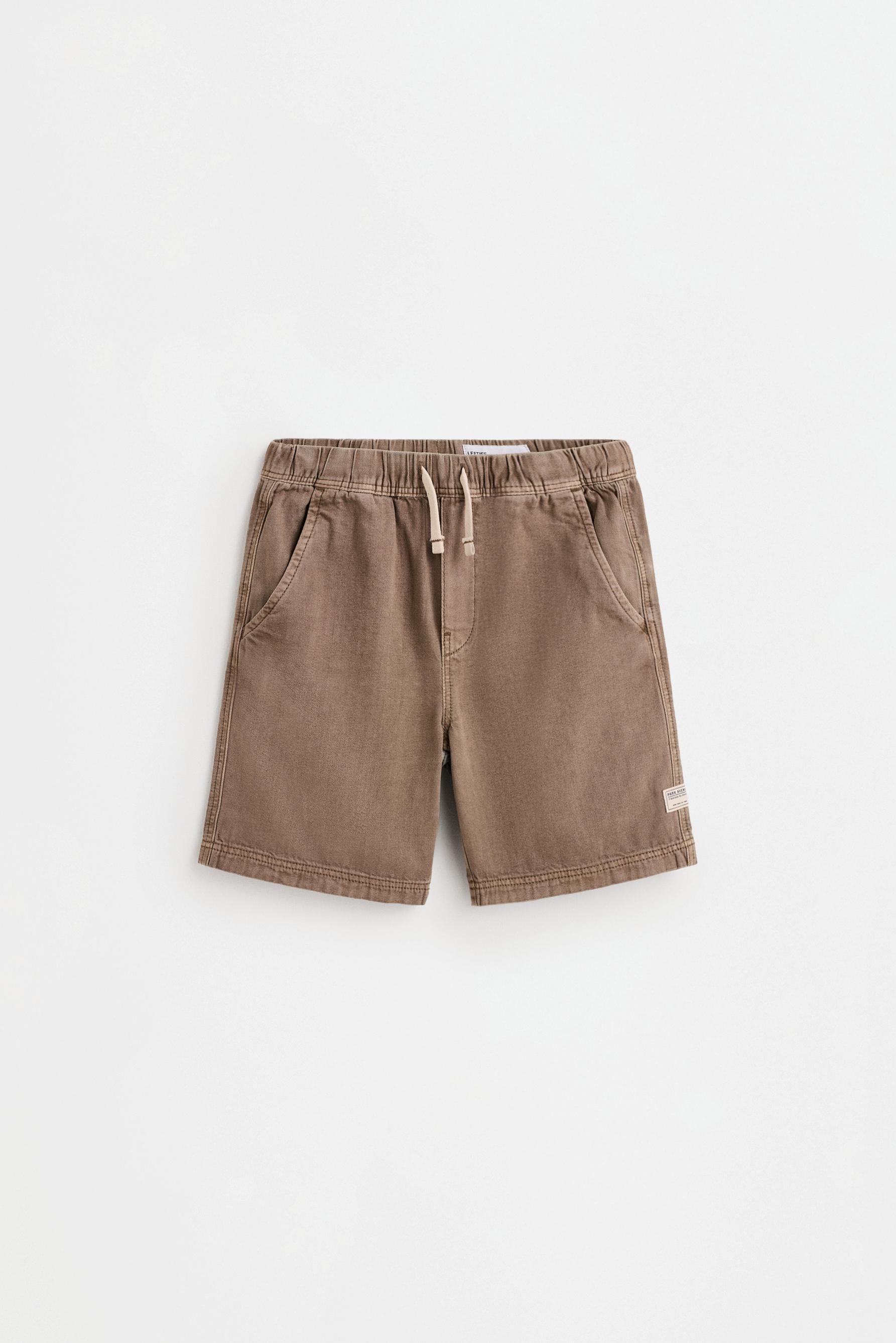 Denim Bermuda joggers — BROWN