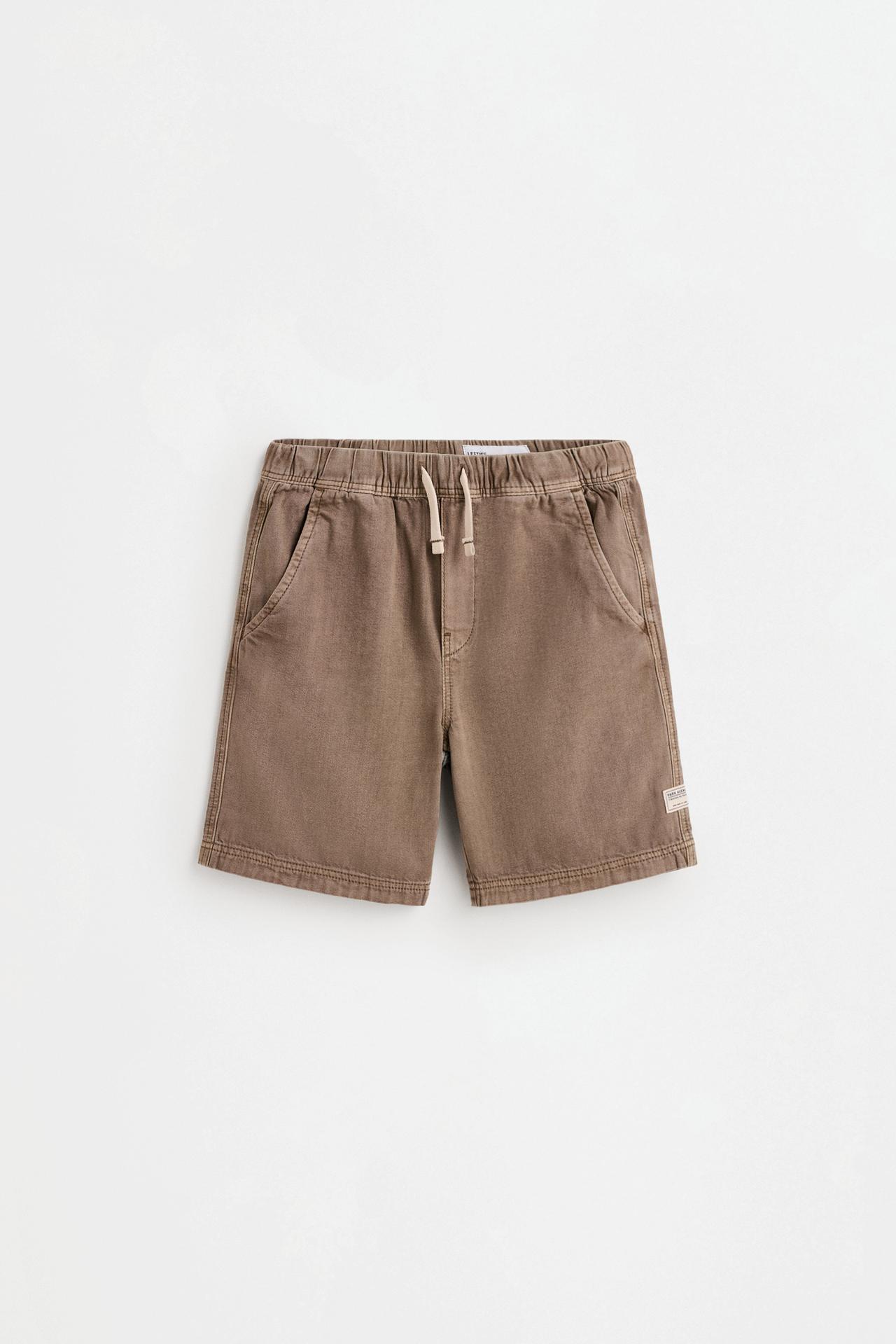 Denim Bermuda joggers — BROWN