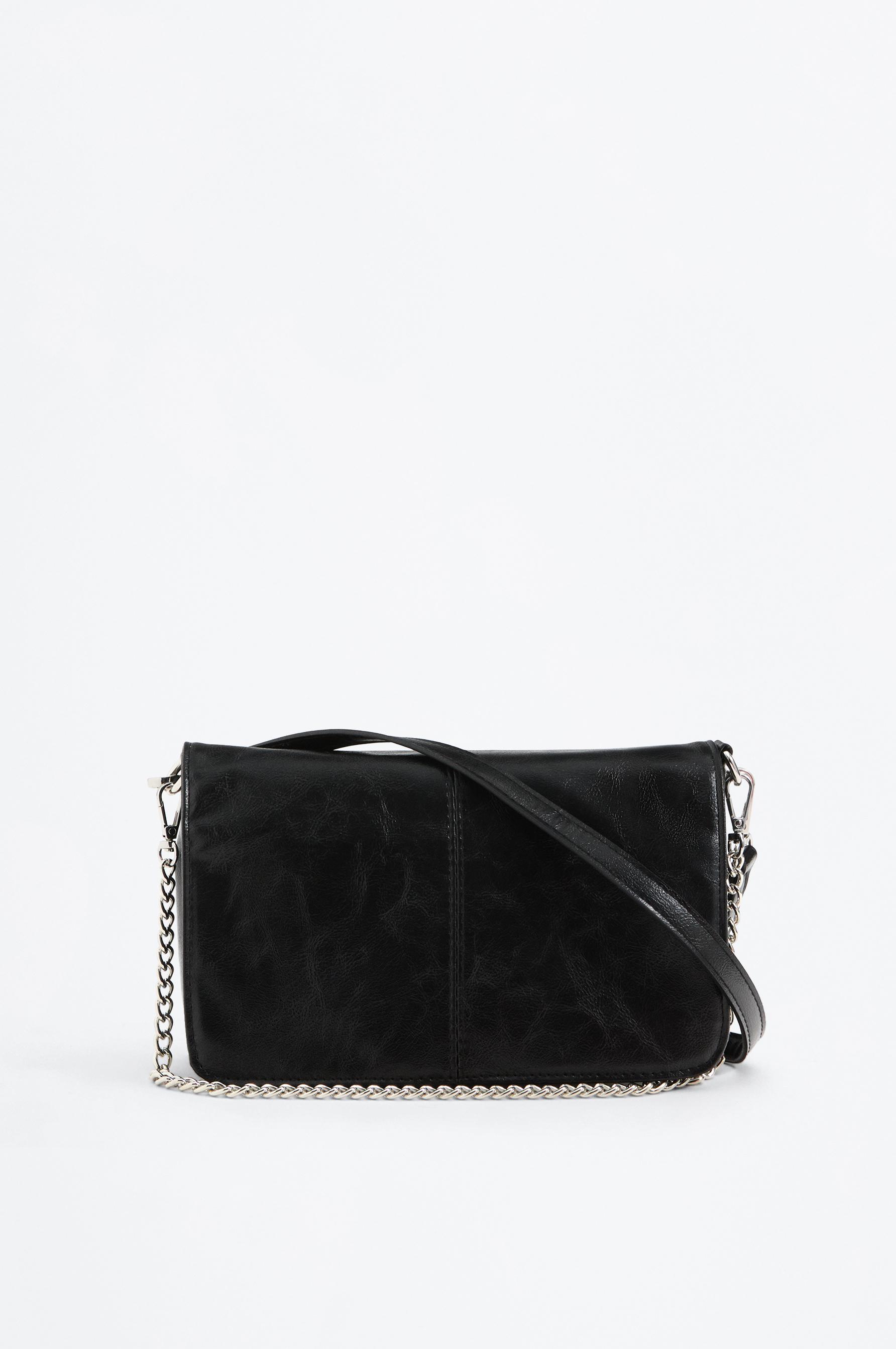 Chain detail shoulder bag — BLACK