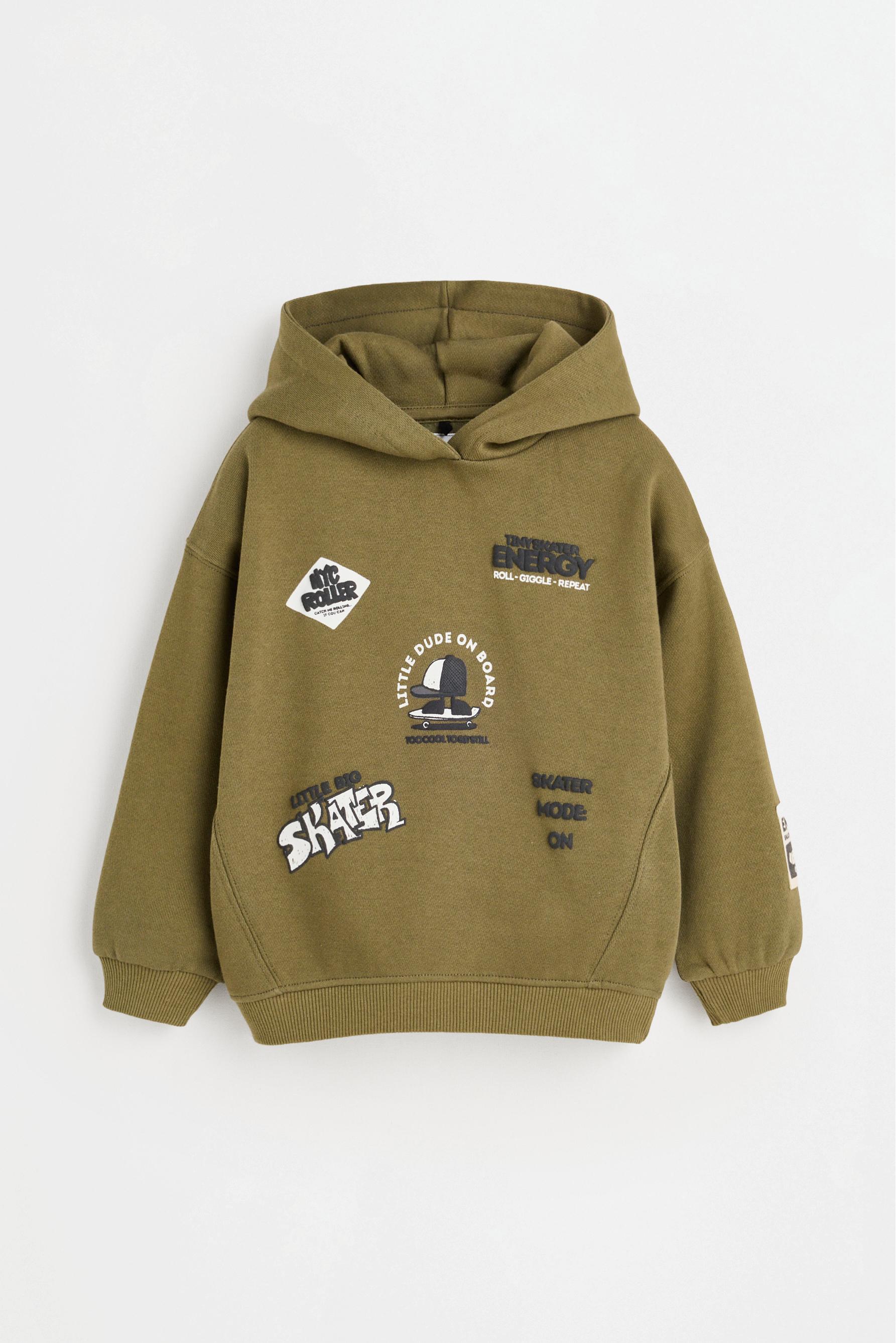 Raised print hoodie — DARK KHAKI