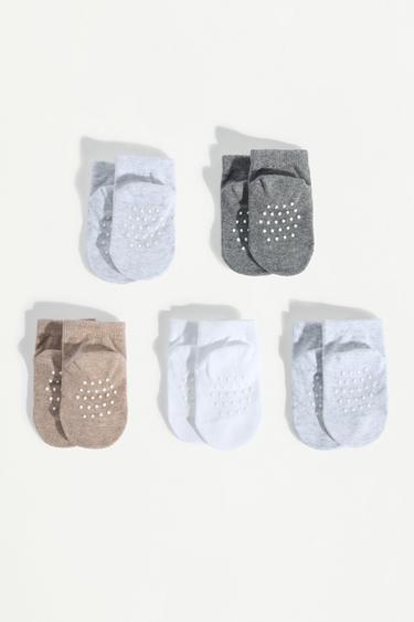 Non-slip short socks (5-pack) — GREY TONES 3