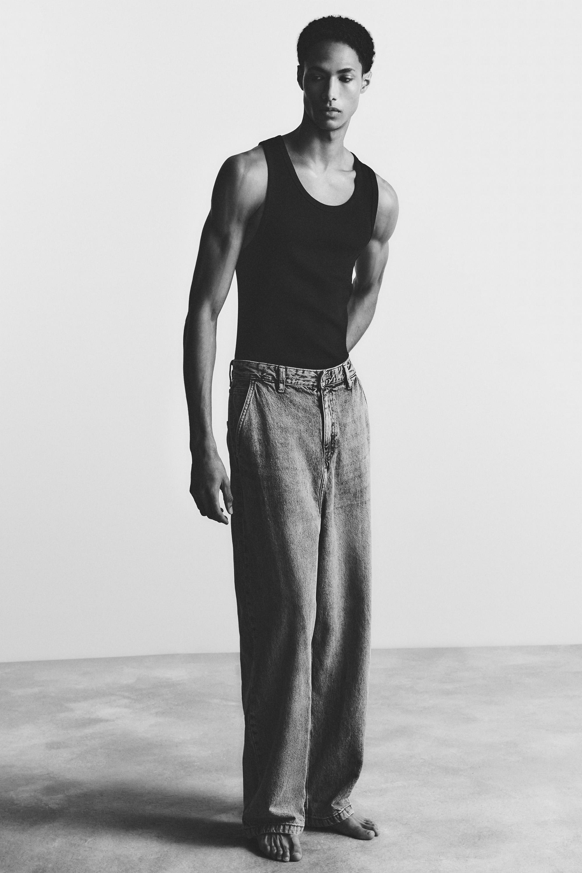 Ribbed vest top — BLACK