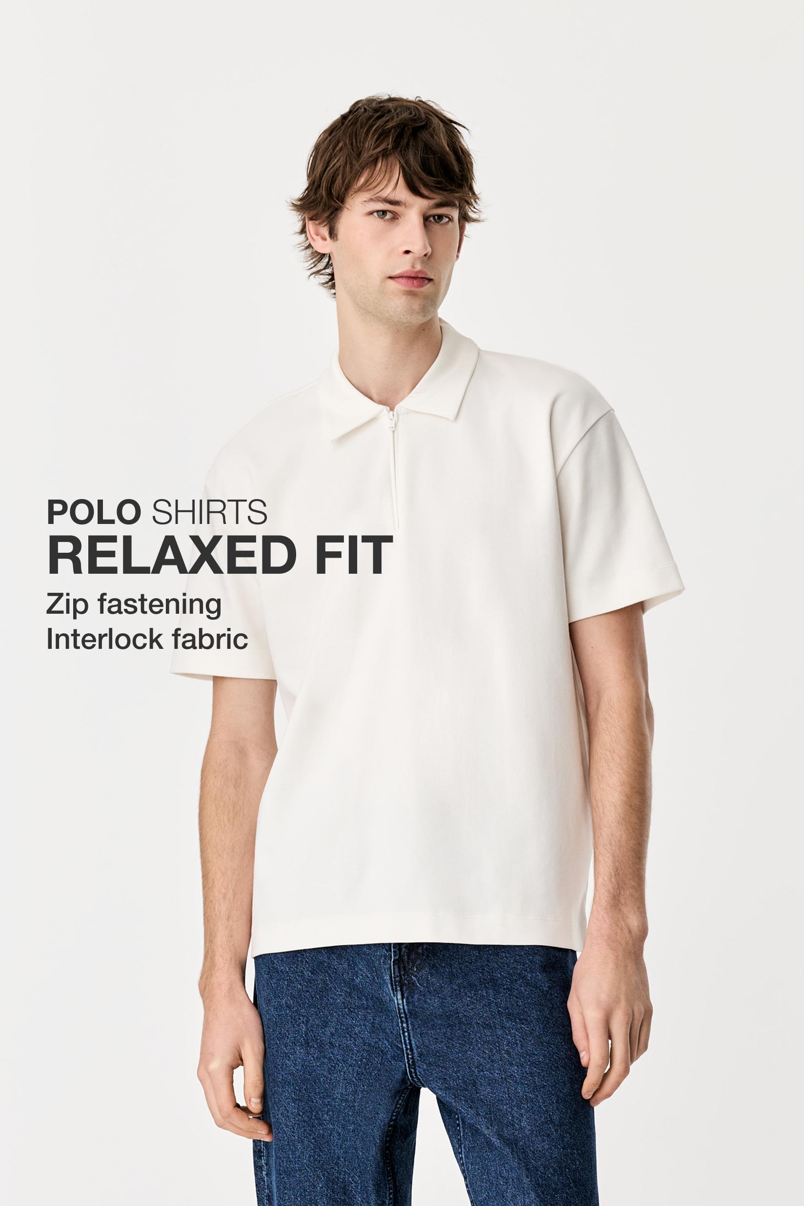 Interlock zip-up polo shirt — OFF WHITE