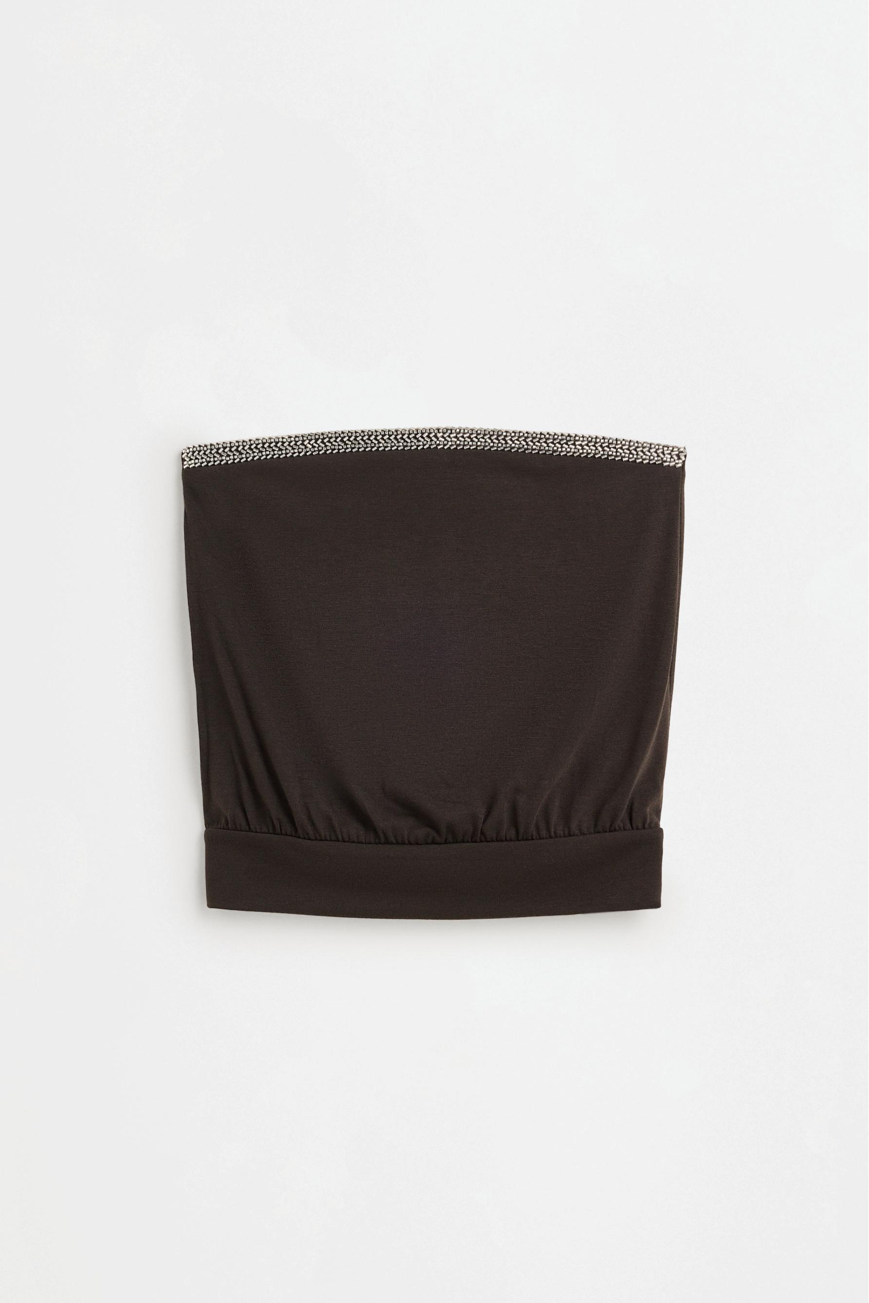 Rhinestone bandeau top — CHOCOLATE