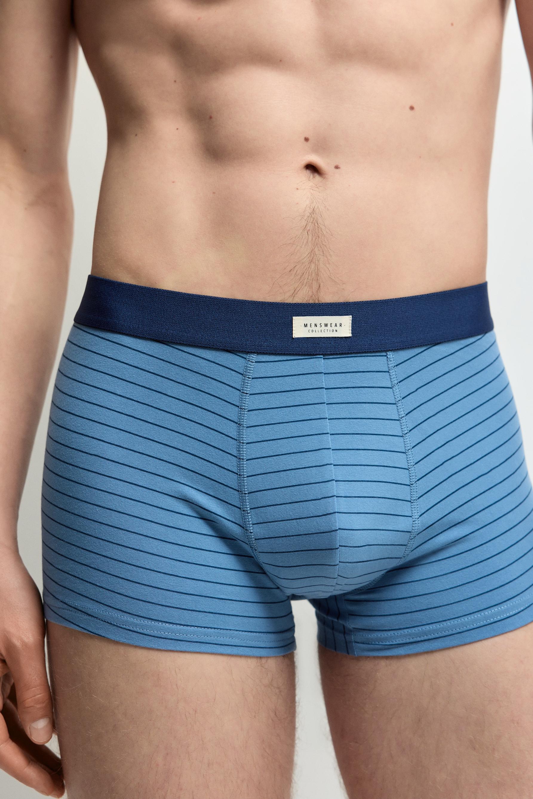 Striped Boxers (5-Pack) — GREY/BLUE
