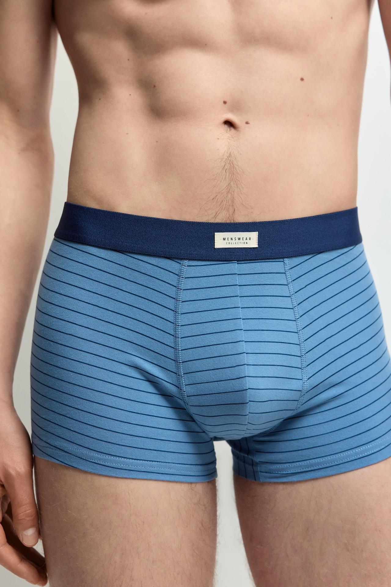 Striped Boxers (5-Pack) — GREY/BLUE