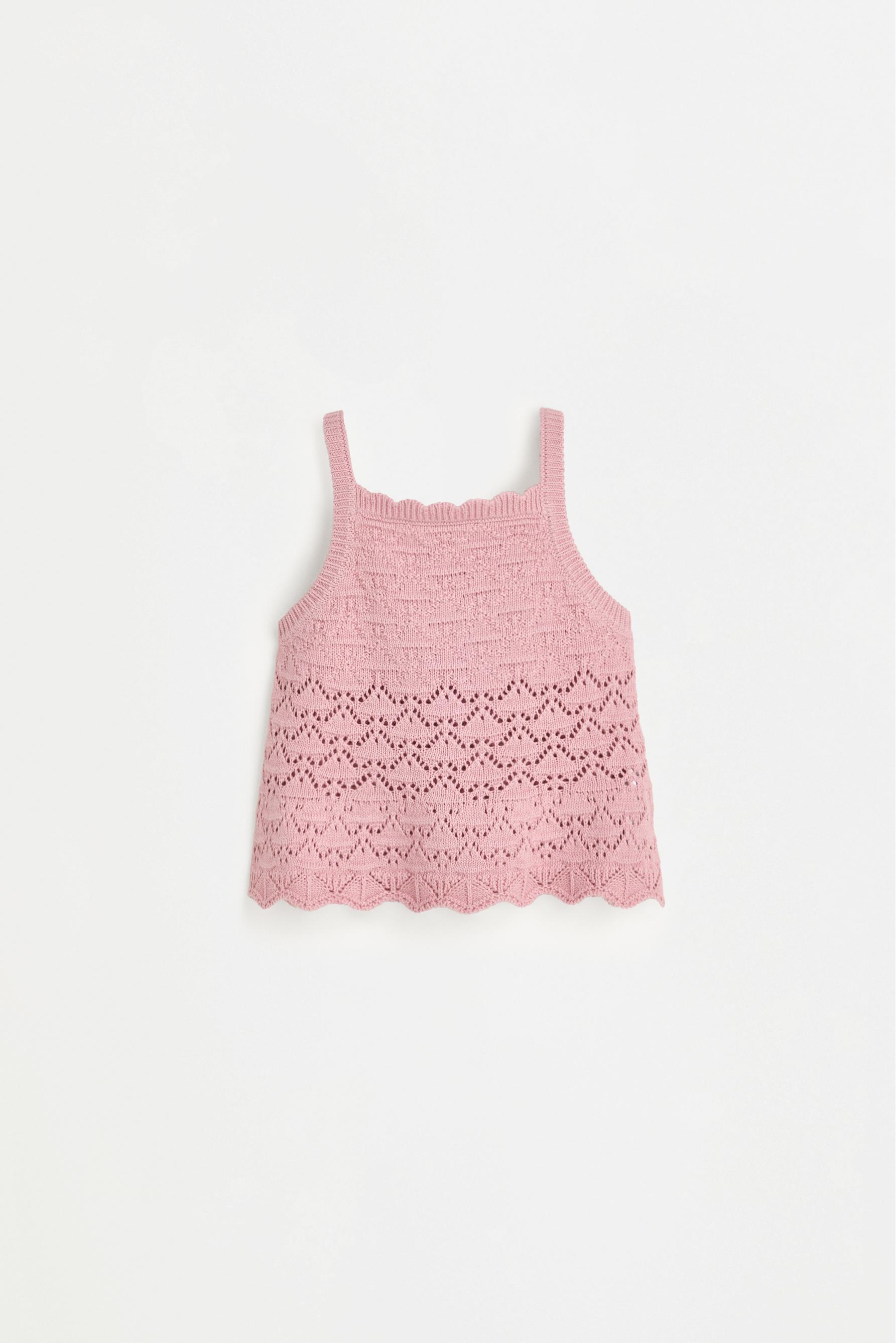 Crochet knit top — PALE PINK
