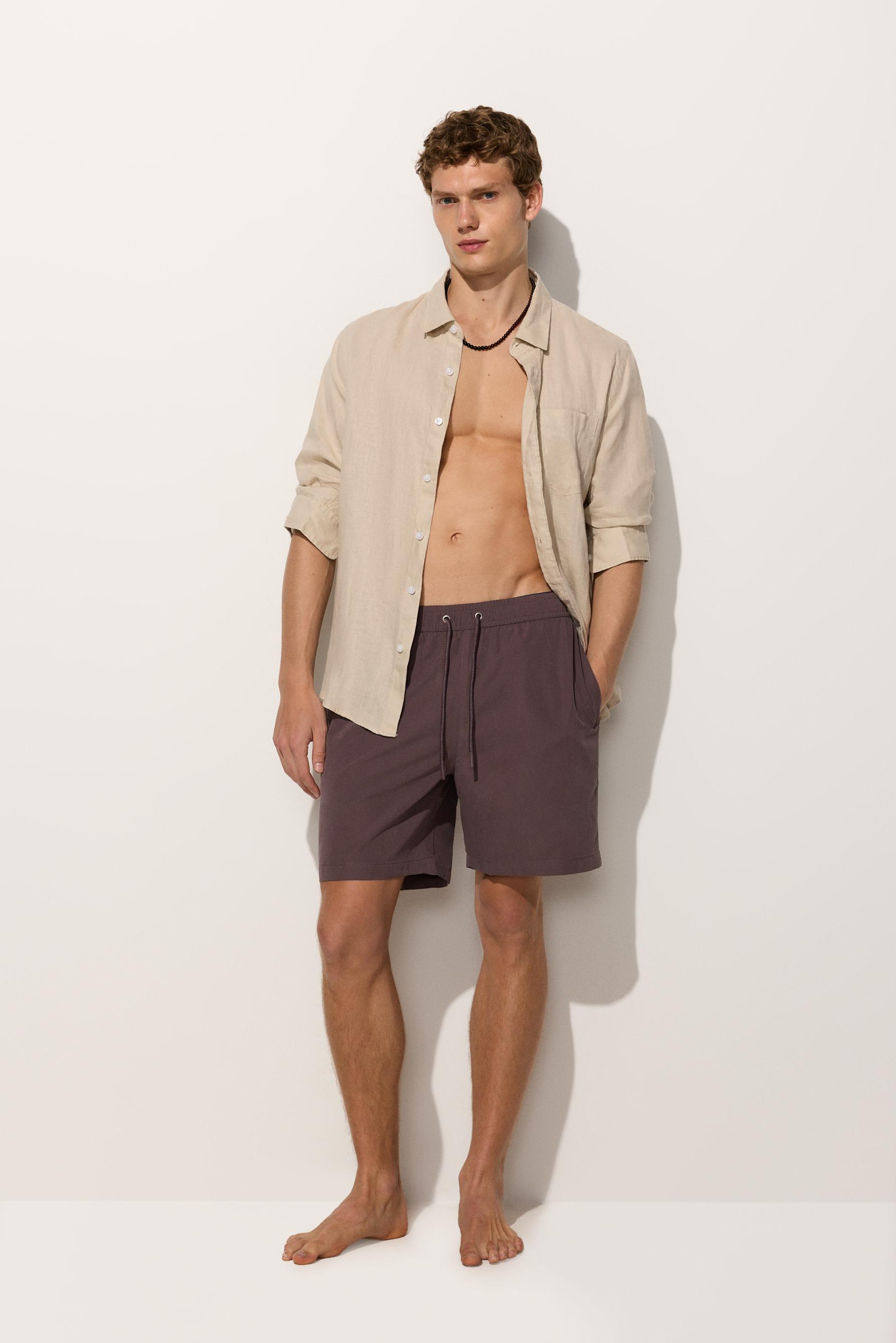 Basic long swim trunks — DARK MAUVE