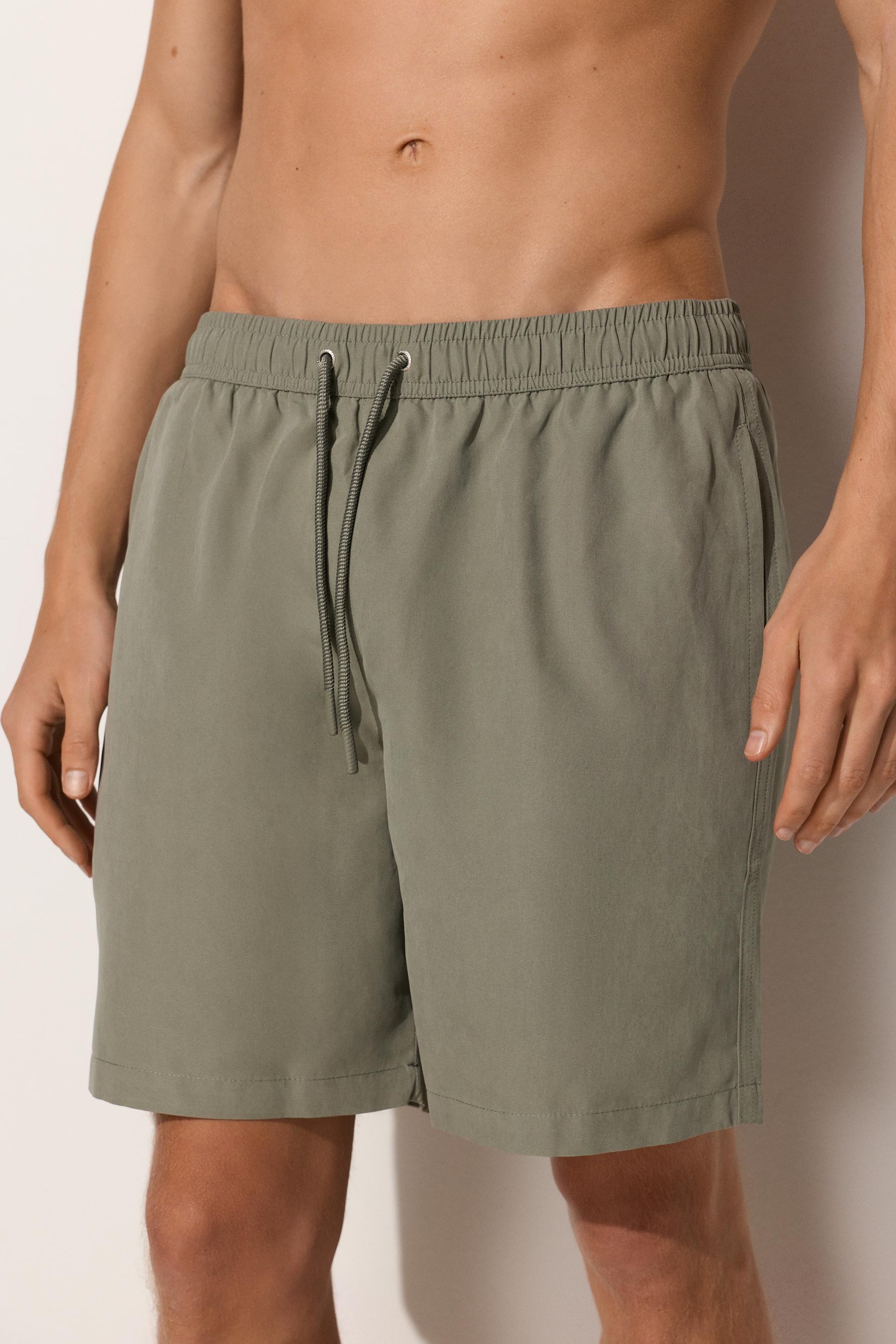Basic long swim trunks — PALE KHAKI