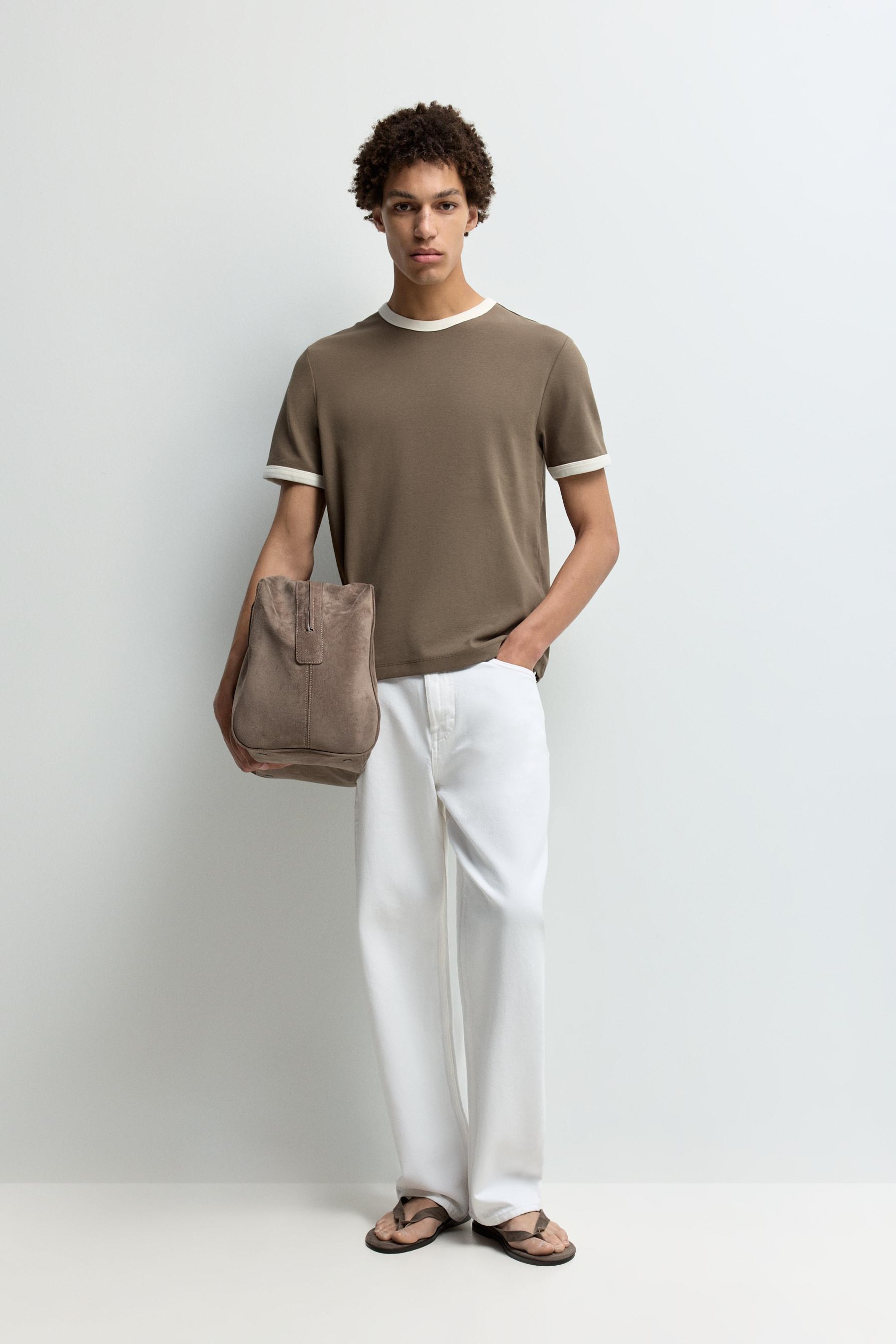 Contrast T-shirt — CARAMEL
