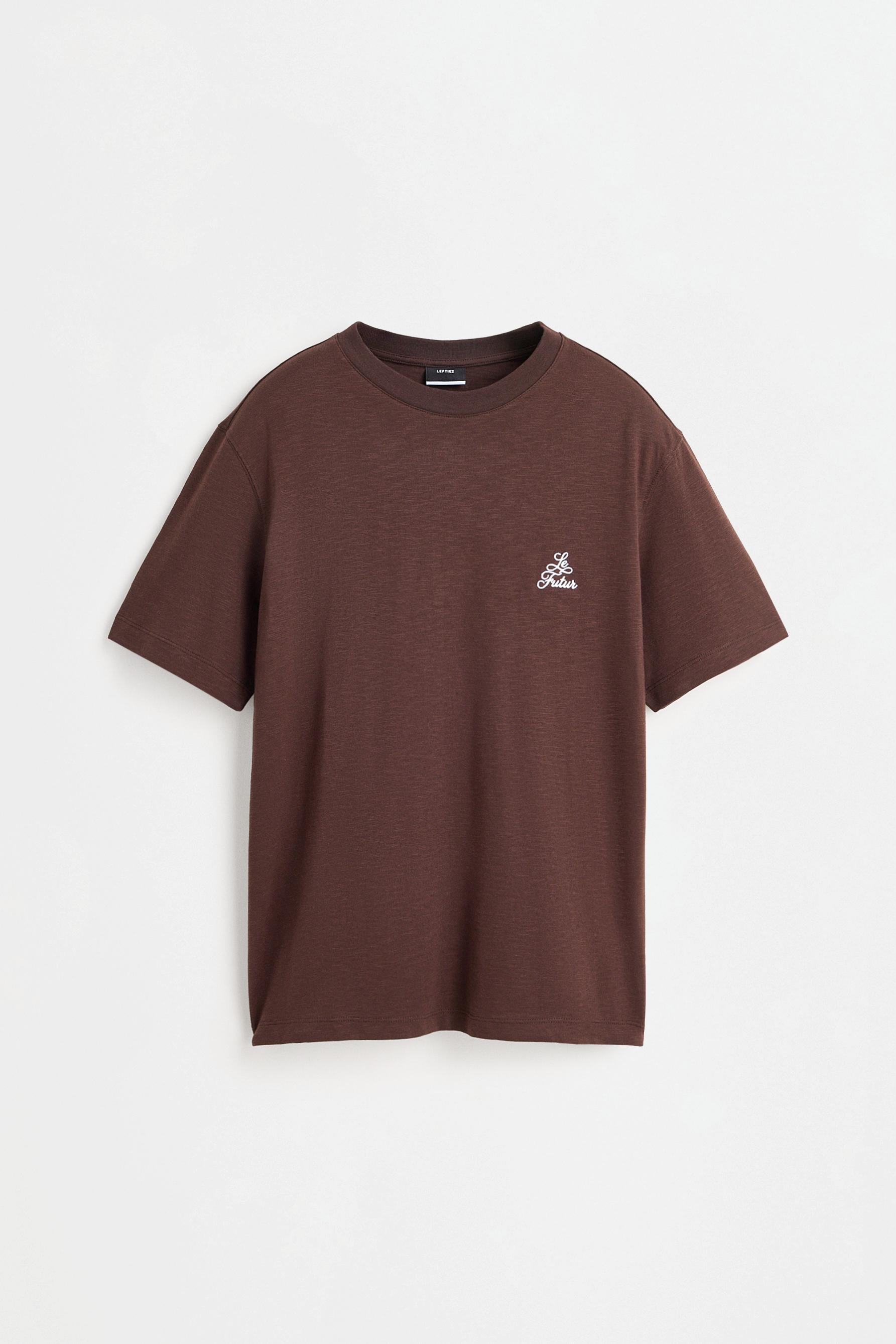 Embroidered T-shirt — DARK BROWN