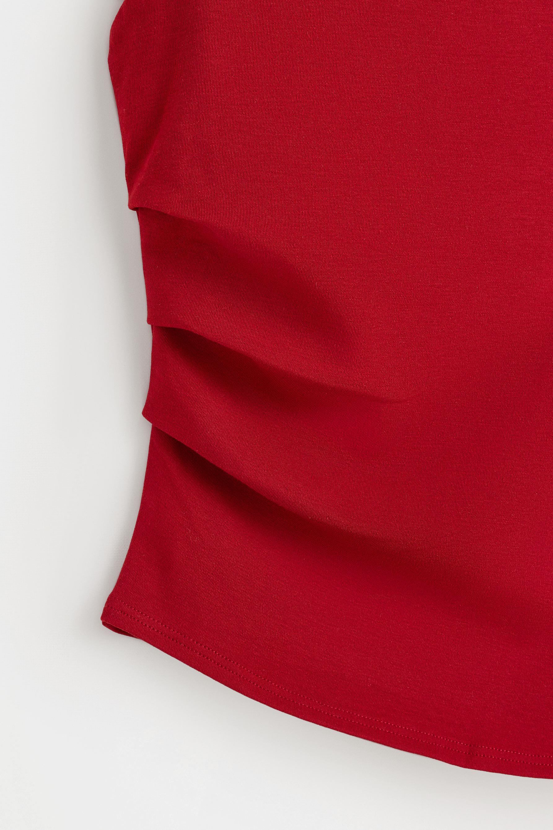 Gathered interlock T-shirt — BRIGHT RED