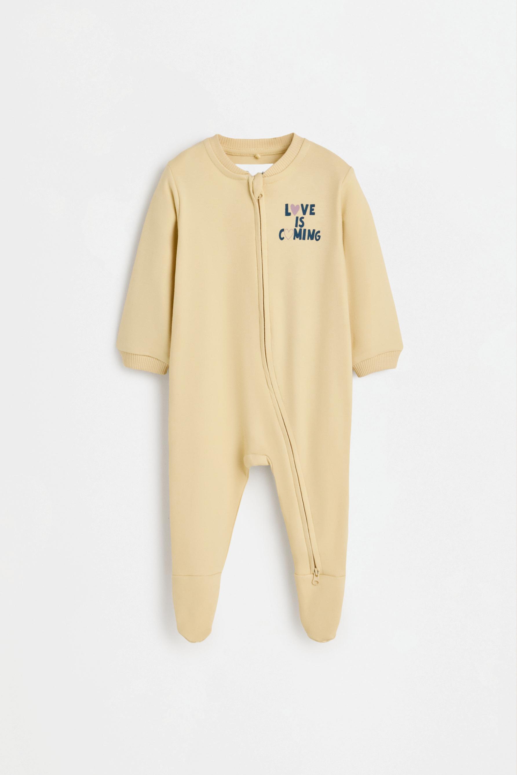 Pack of 2 all-over heart print sleepsuits — PASTEL YELLOW
