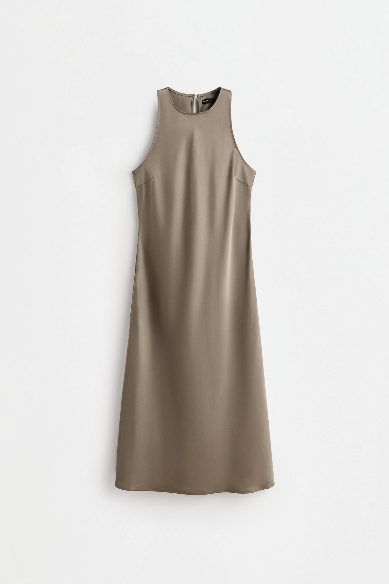 Satin midi dress — PALE KHAKI
