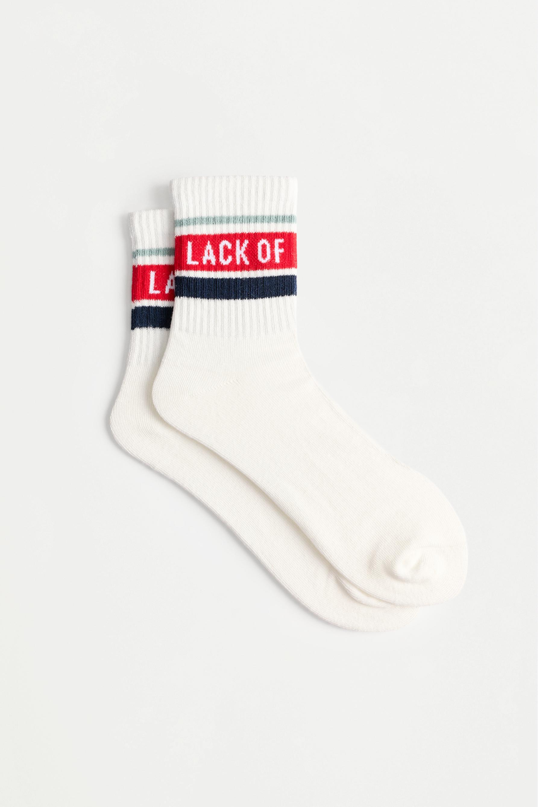 4-pack of long socks with slogan — WHITE/RED