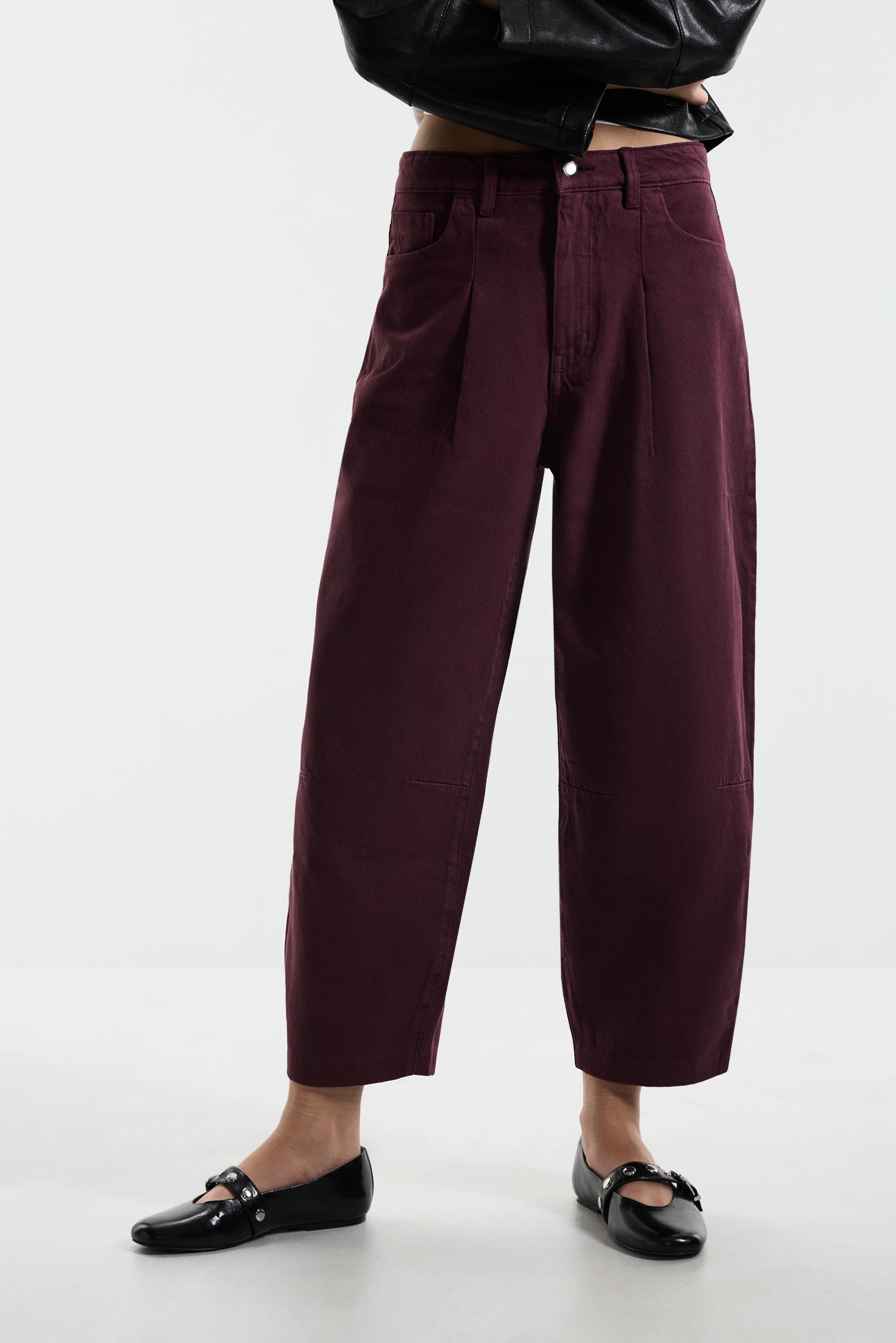 Ankle-length tapered jeans — WINE