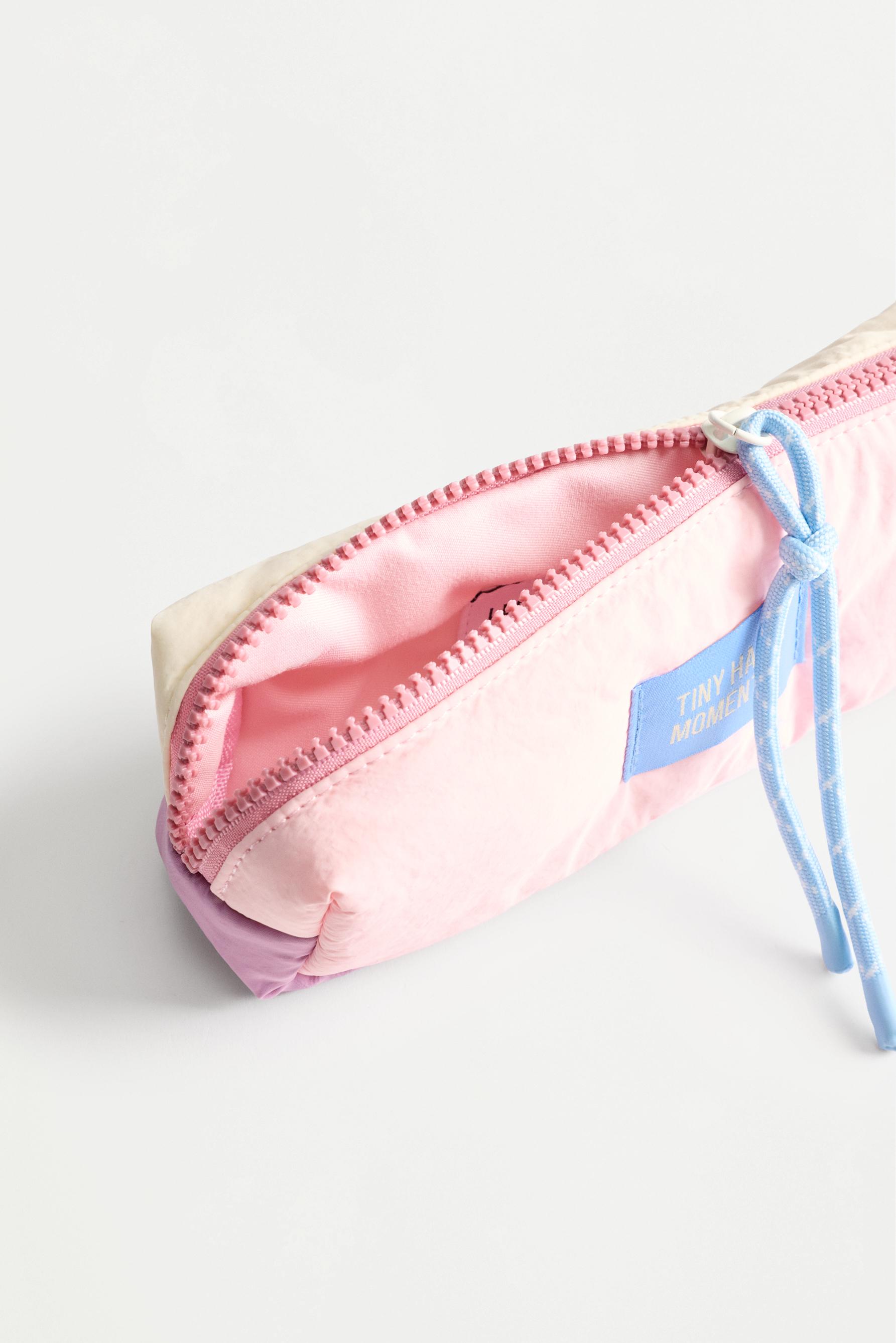 Padded color-block pencil case — PASTEL PINK