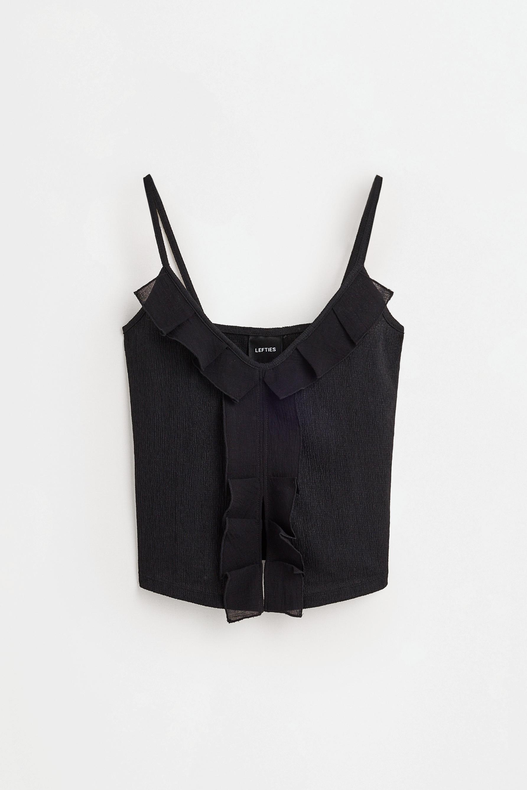 Ruffled top — BLACK