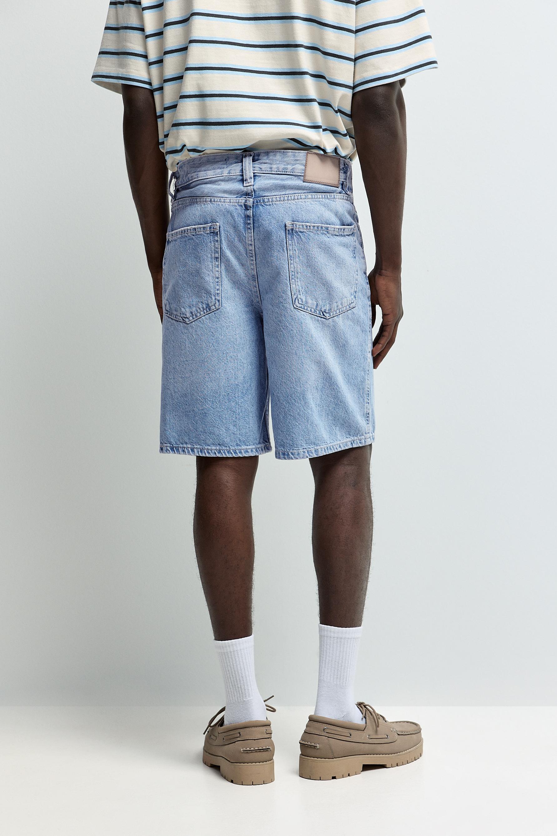 Straight denim Bermuda shorts — SKY BLUE