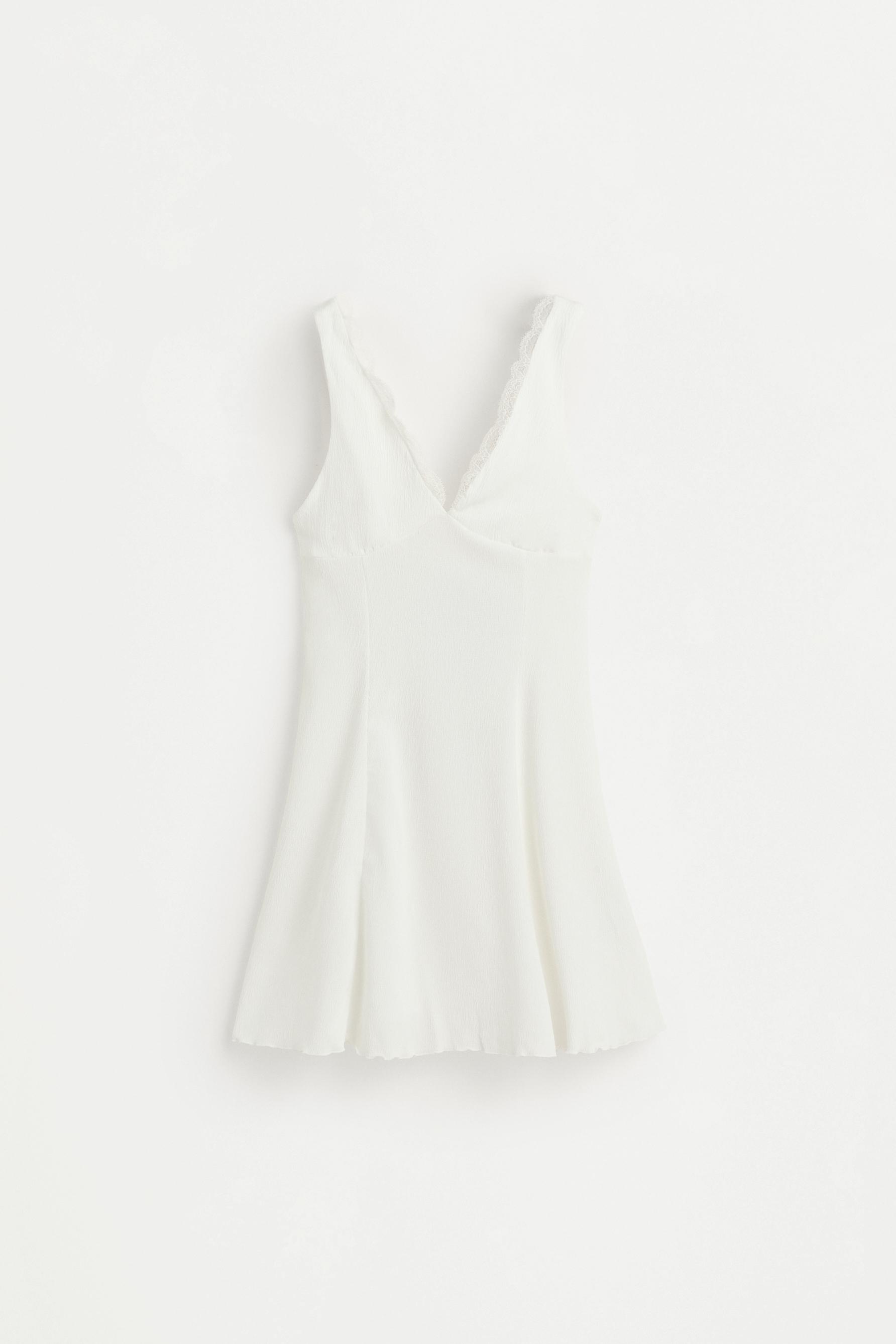 Textured short dress — OFF WHITE