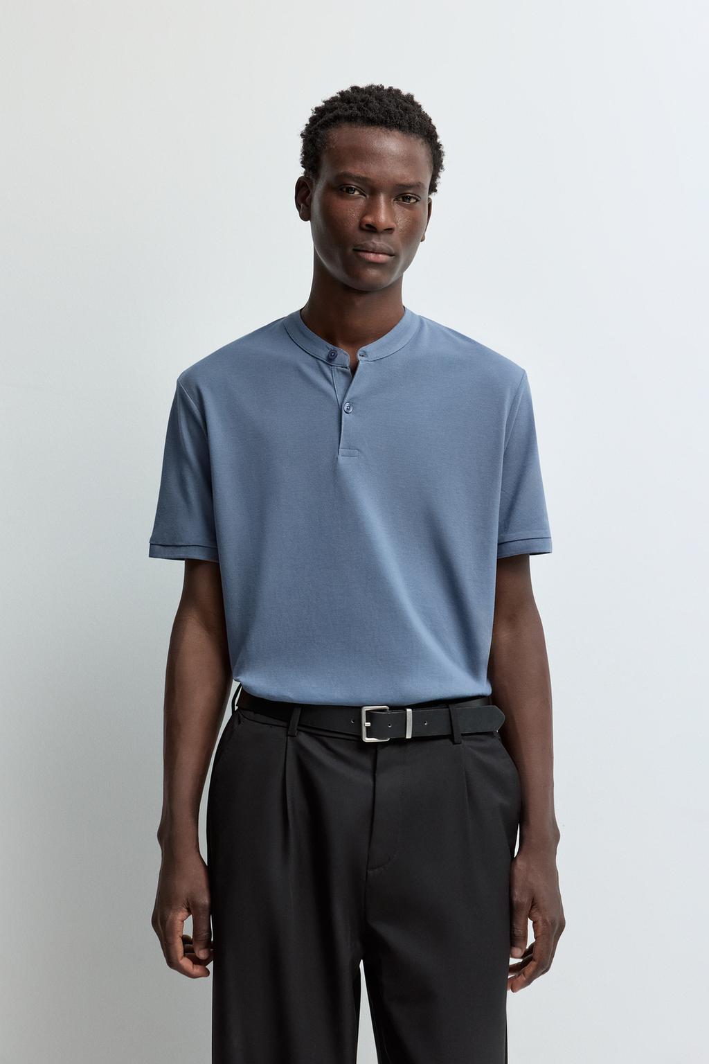 Basic stand collar polo shirt