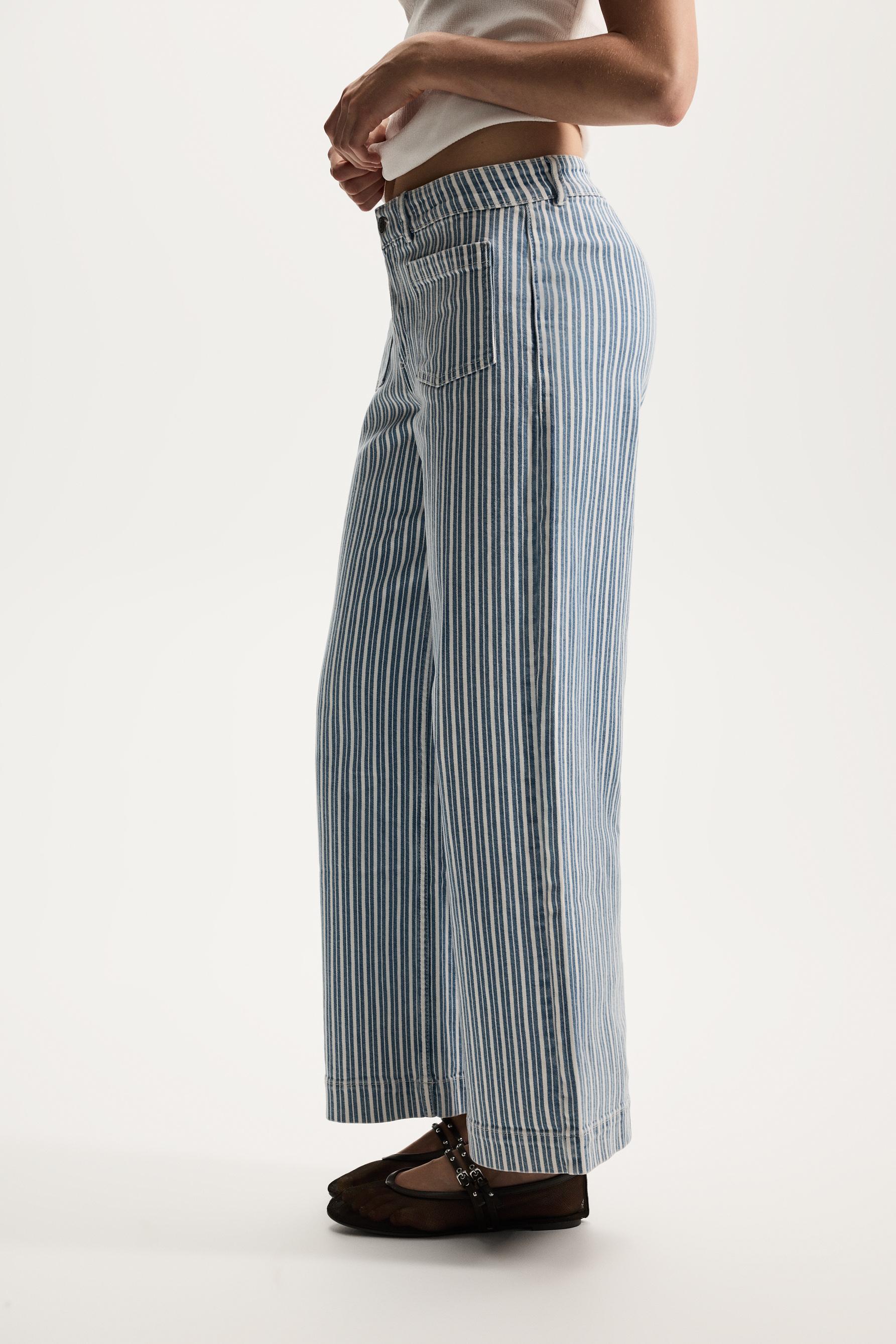 Striped culotte jeans — SAND-BLUE