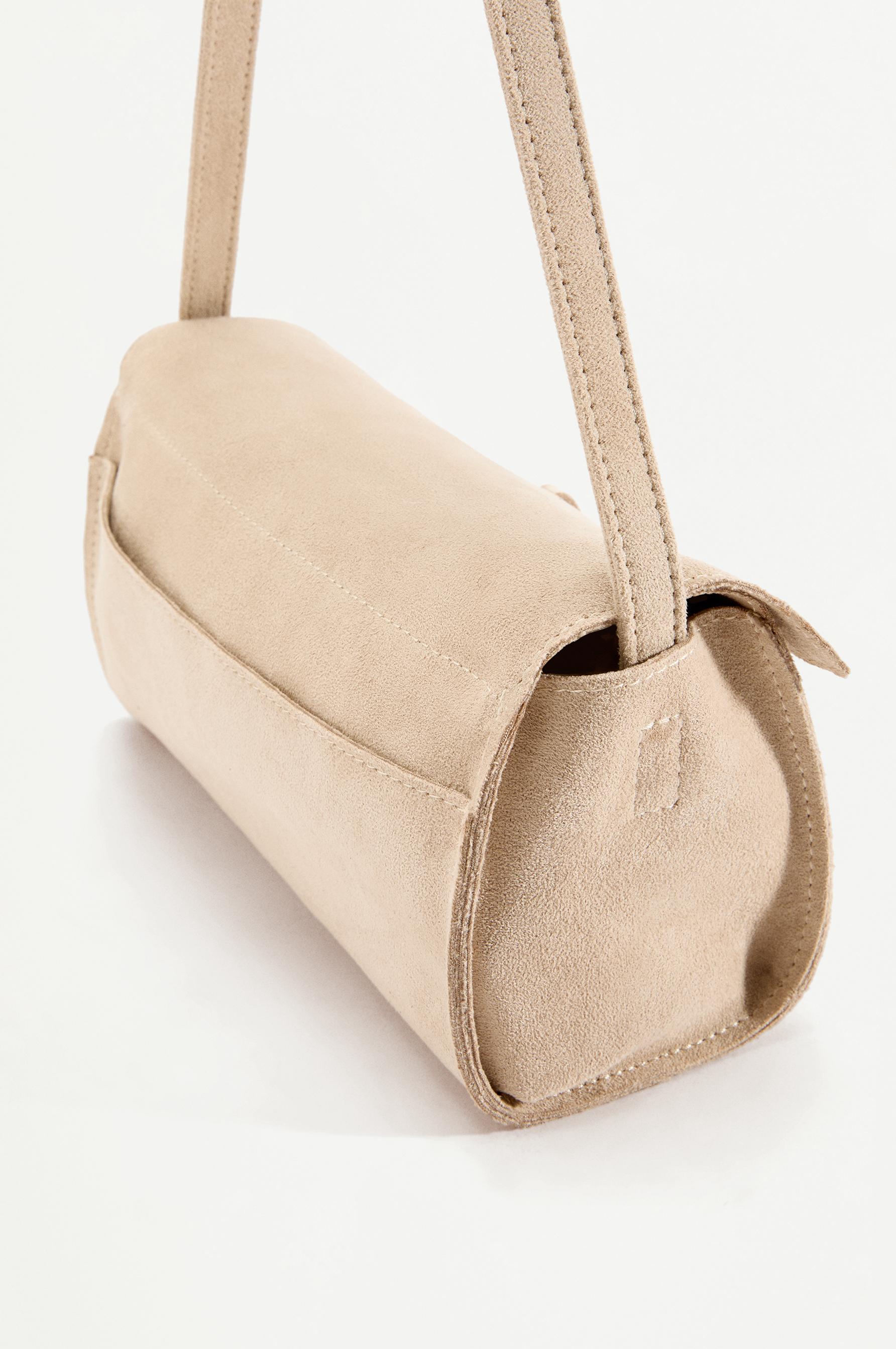 Faux suede shoulder bag — ECRU