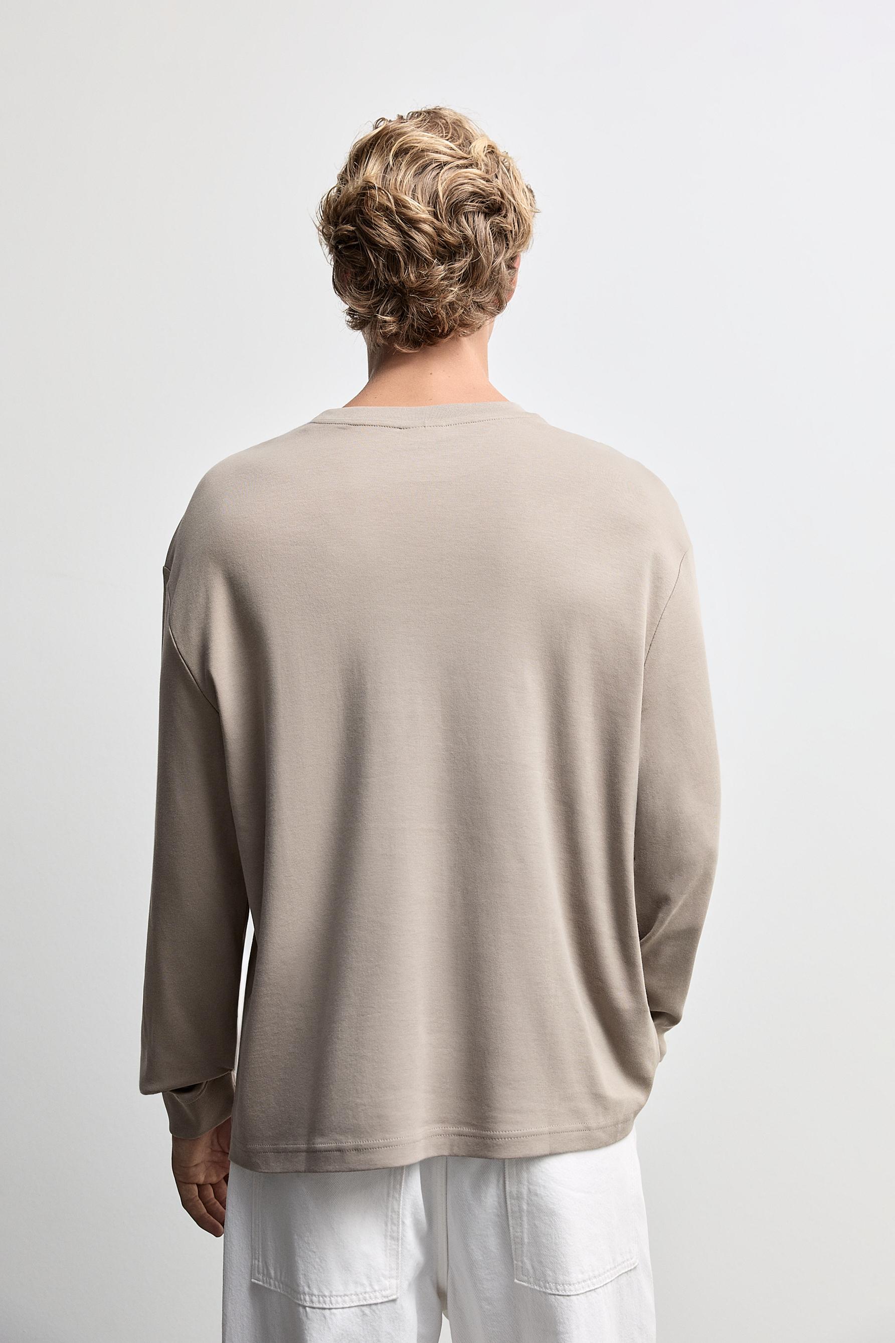Long sleeve interlock T-shirt — TAUPE BROWN