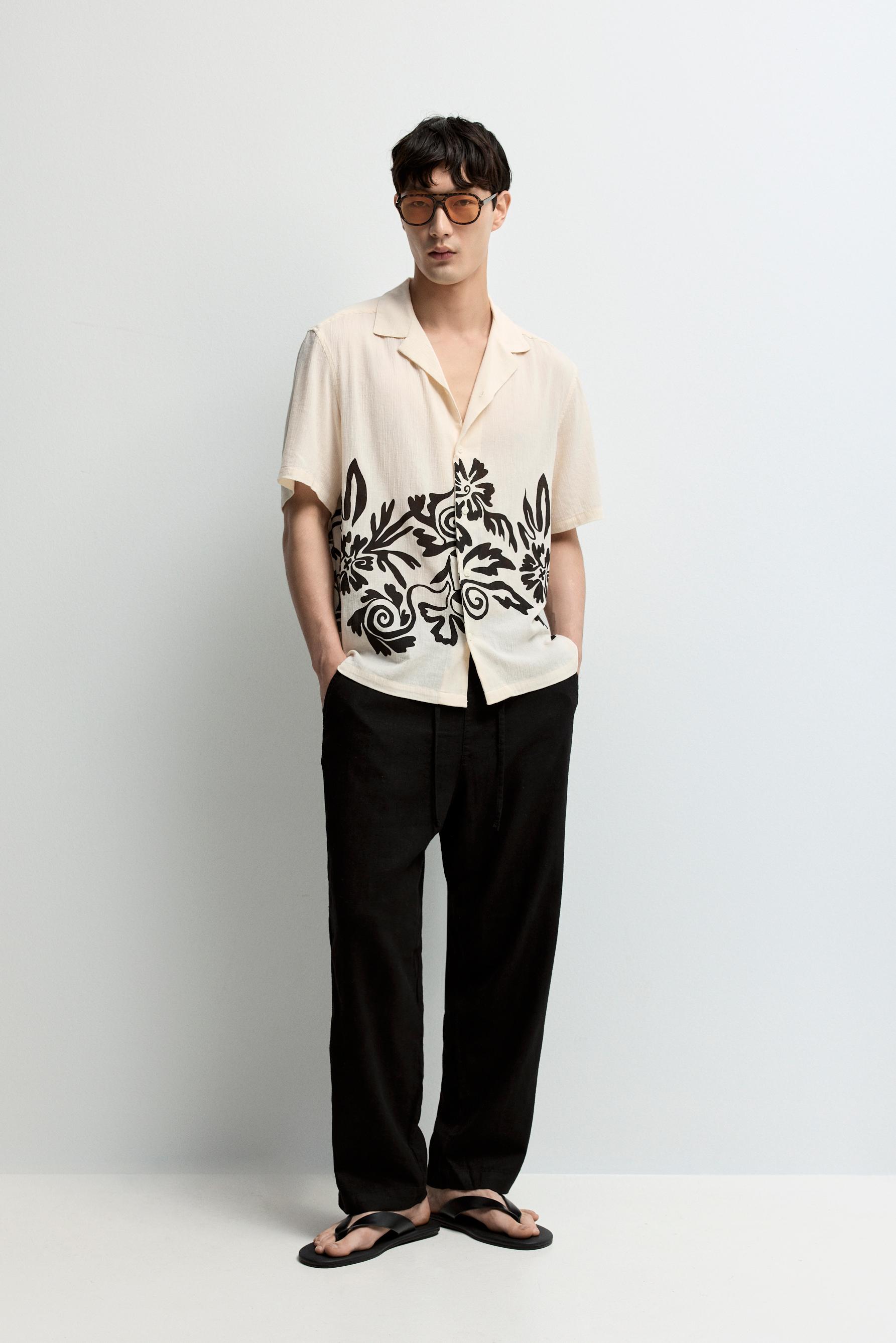 Textured print shirt — ECRU
