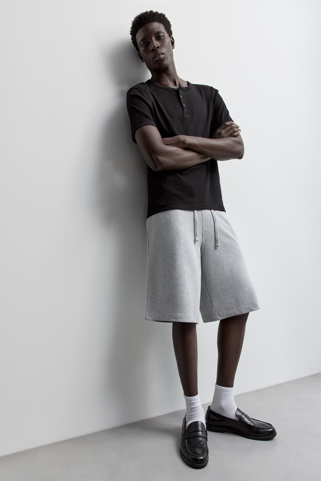 Baggy tracksuit Bermuda shorts — GREY MARL