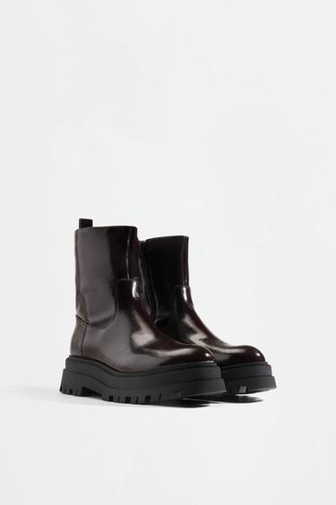 Flat track ankle boots — BROWN 2