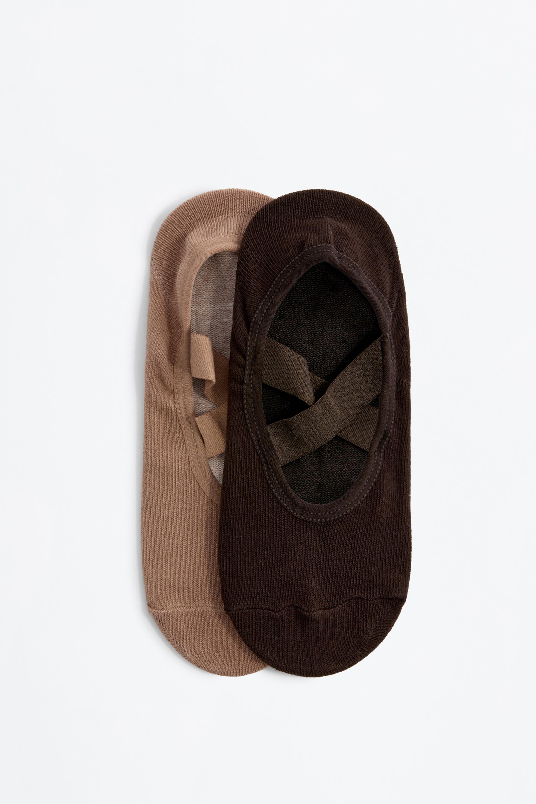 Yoga no-show socks (Pack 2) — ECRU TOBACCO