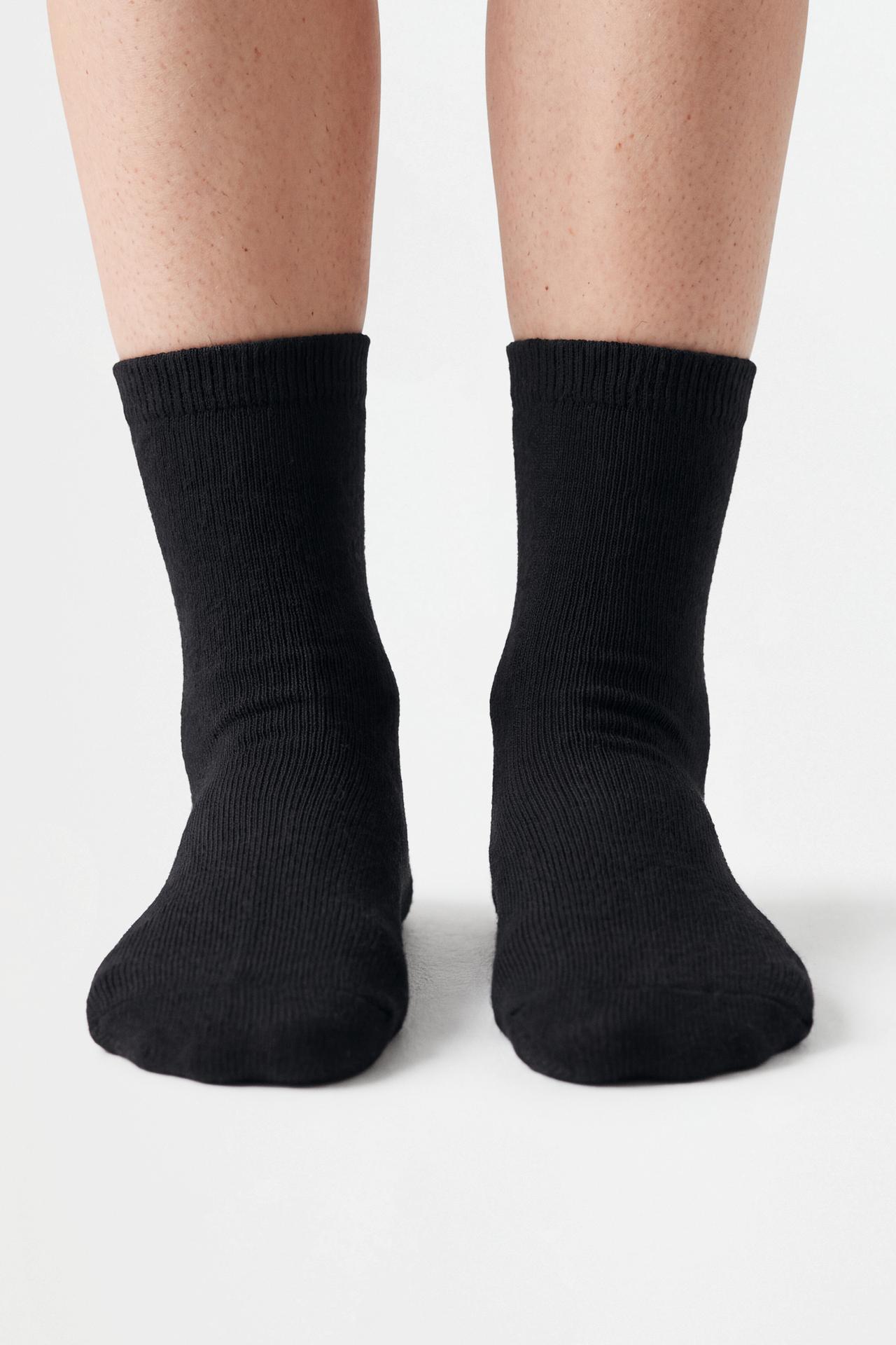 Terrycloth long socks (2-pack) — BLACK MARL