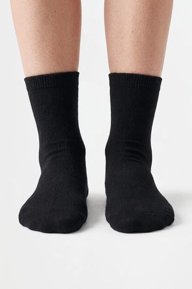 Terrycloth long socks (2-pack) — BLACK MARL 1