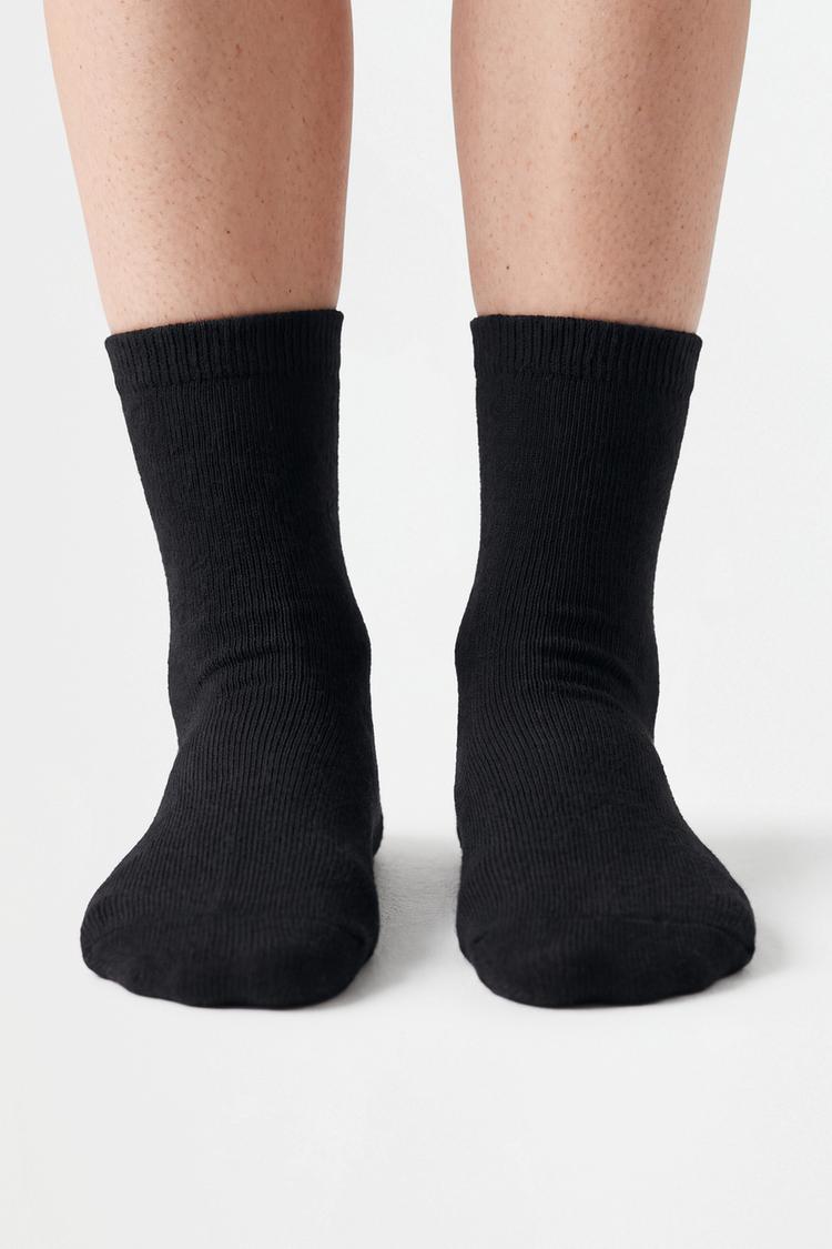 Terrycloth long socks (2-pack) — BLACK MARL