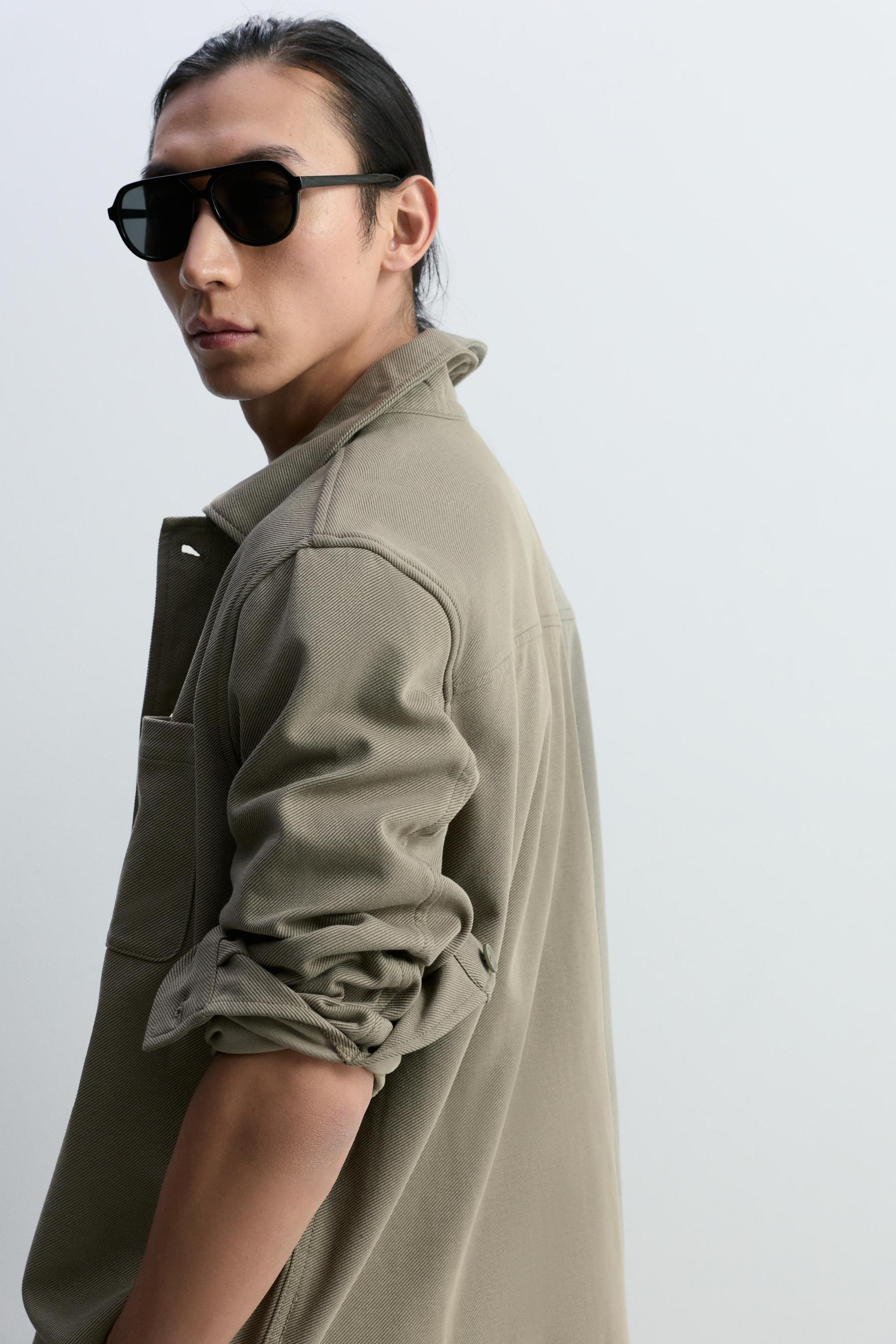 Textured pocket overshirt — KHAKI
